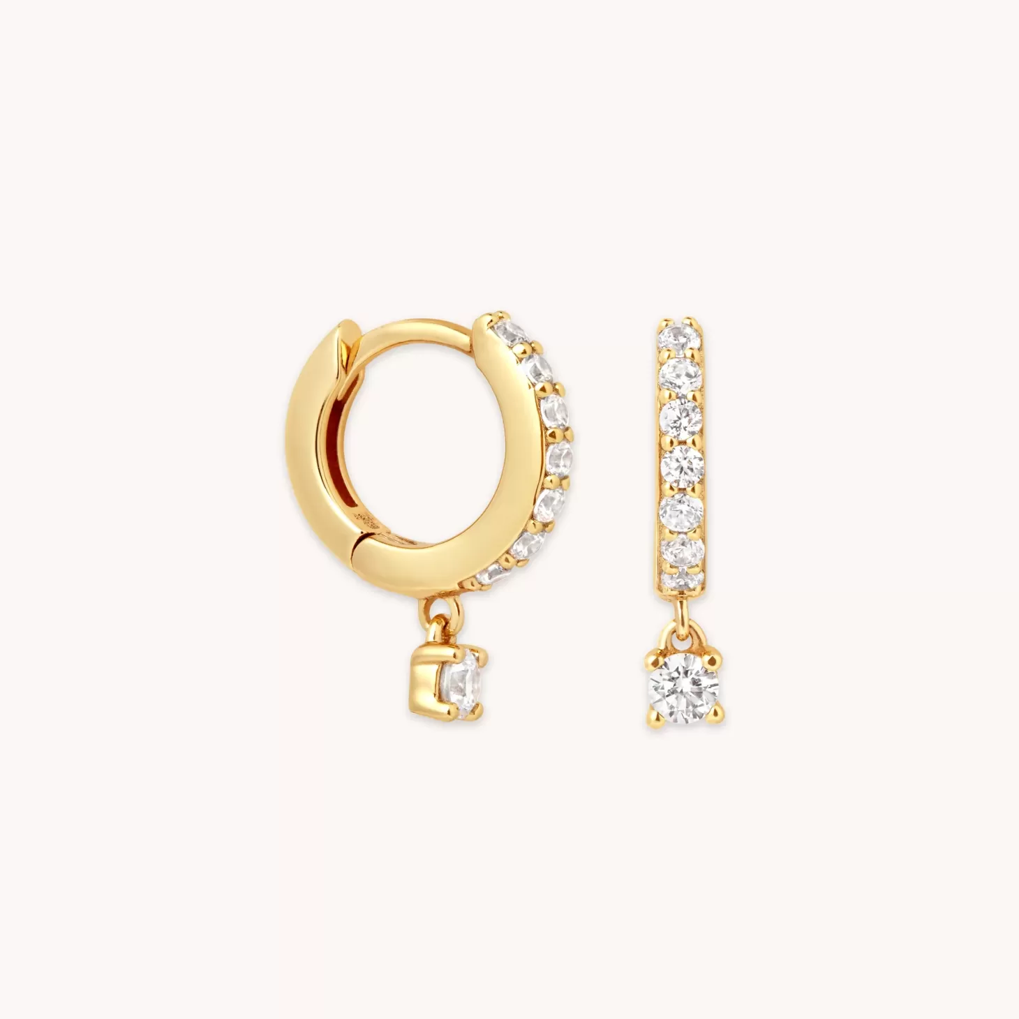Astrid & Miyu Crystal Charm Huggies In Gold 18K Gold Plated Sterling Silver Best Sale