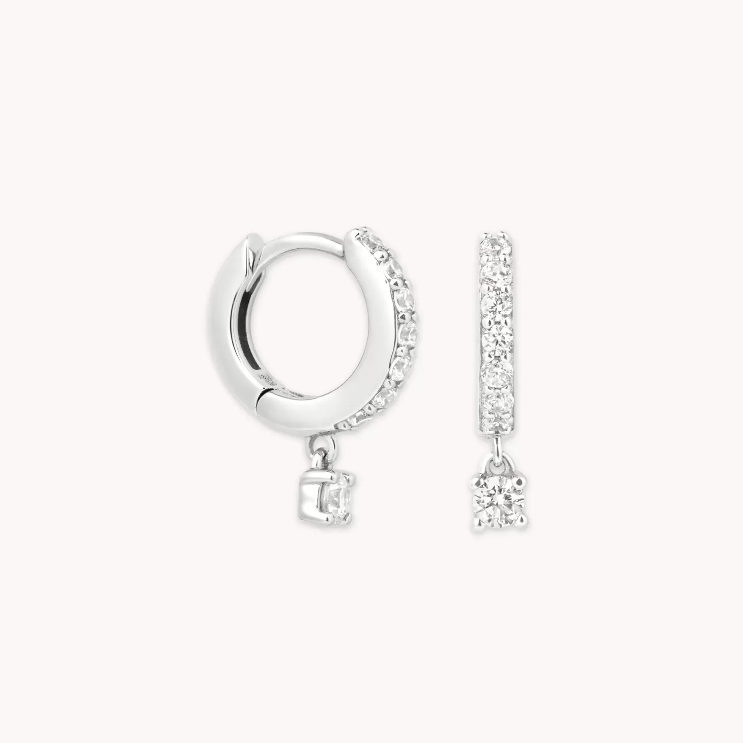Astrid & Miyu Crystal Charm Huggies In Silver Rhodium Plated Sterling Silver Clearance