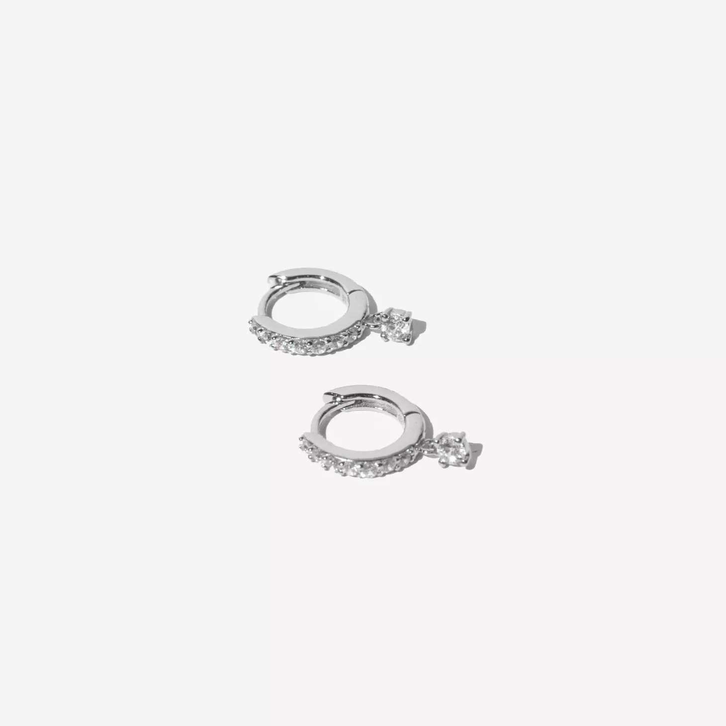 Astrid & Miyu Crystal Charm Huggies In Silver Rhodium Plated Sterling Silver Clearance