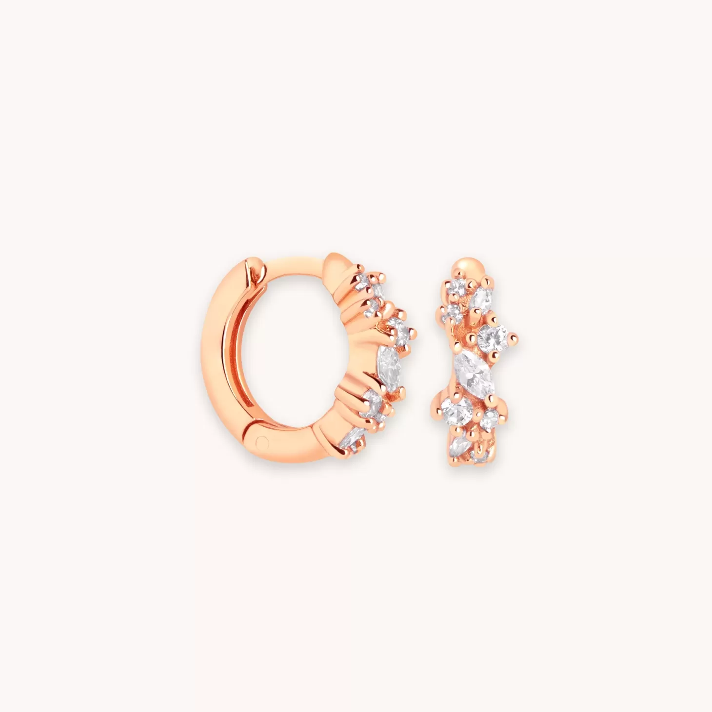 Astrid & Miyu Crystal Cluster Huggies In Rose Gold 18K Rose Gold Plated Sterling Silver Hot