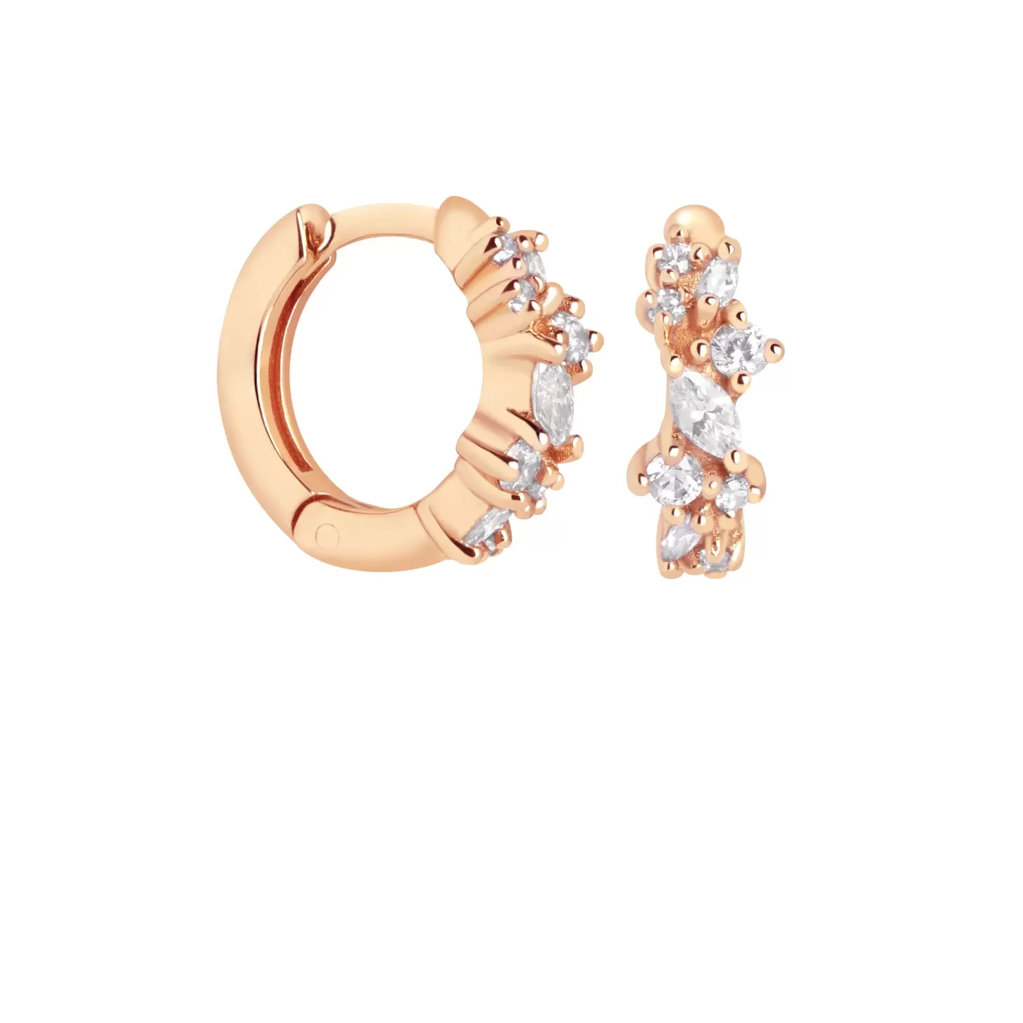 Astrid & Miyu Crystal Cluster Huggies In Rose Gold 18K Rose Gold Plated Sterling Silver Hot
