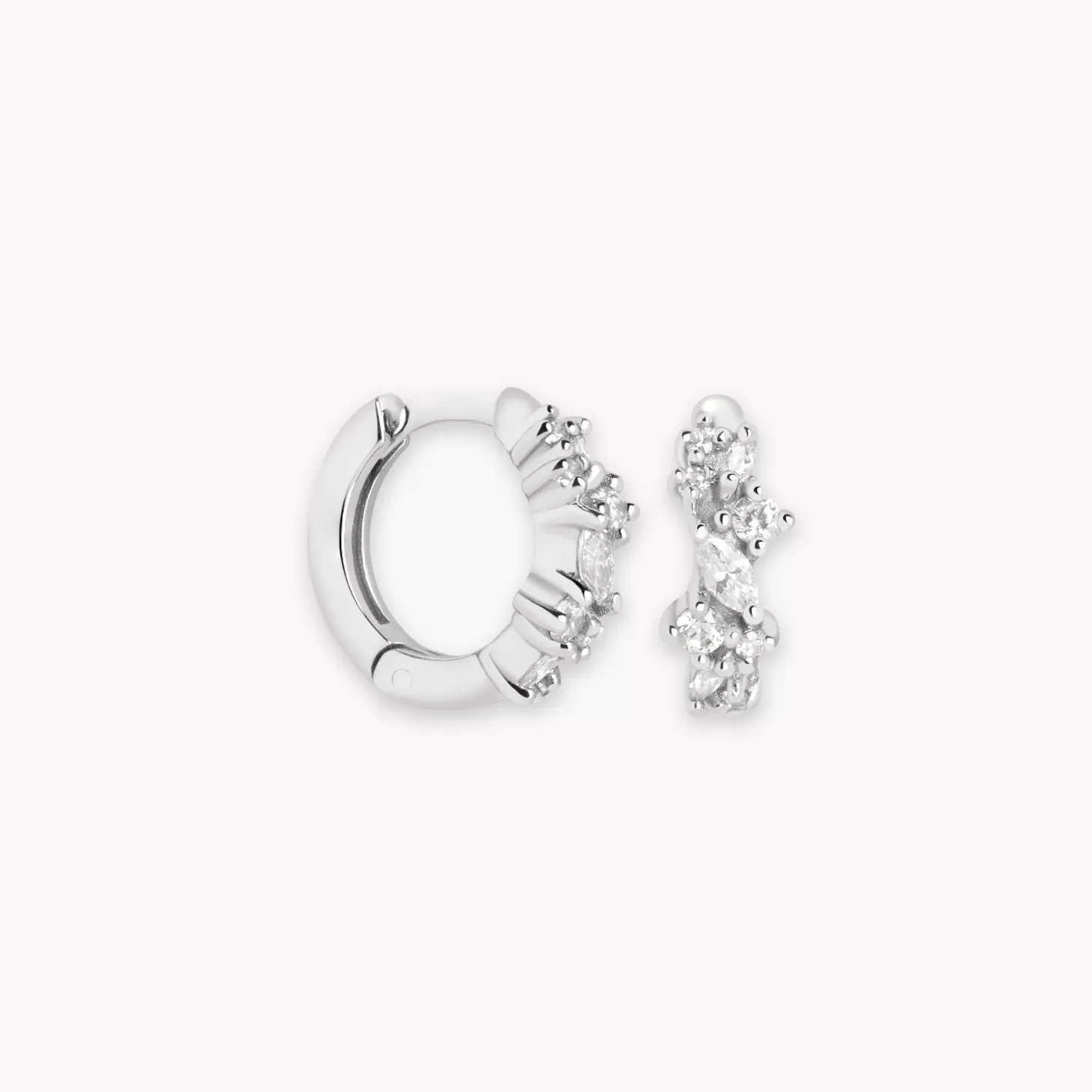 Astrid & Miyu Crystal Cluster Huggies In Silver Rhodium Plated Sterling Silver Sale