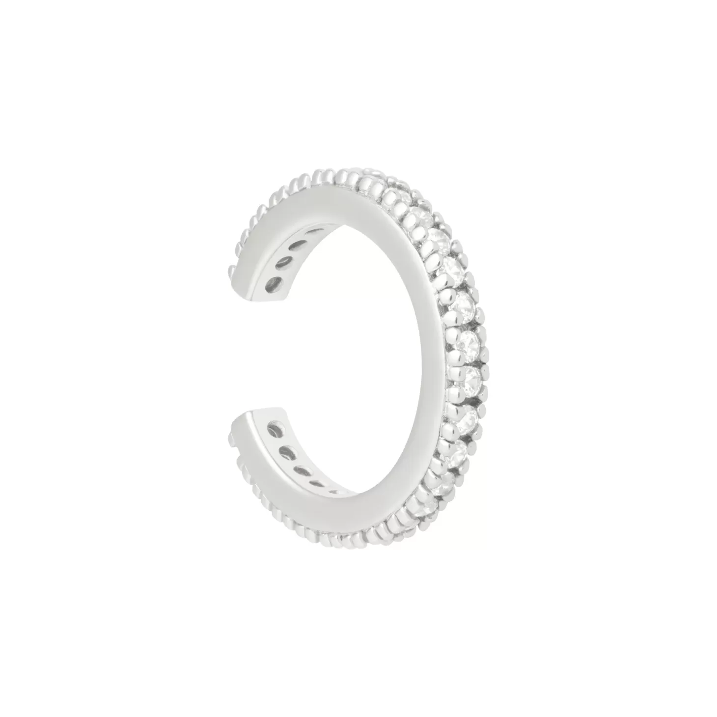 Astrid & Miyu Crystal Ear Cuff In Silver Rhodium Plated Sale
