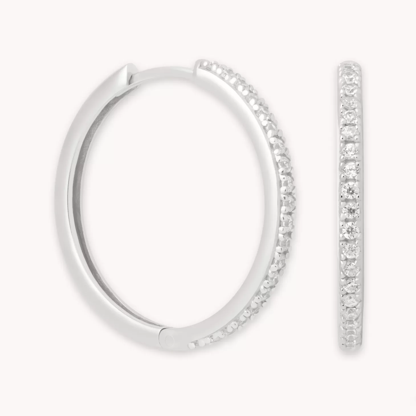 Astrid & Miyu Crystal Hinge Large Hoops In Silver Rhodium Plated Sterling Silver Online
