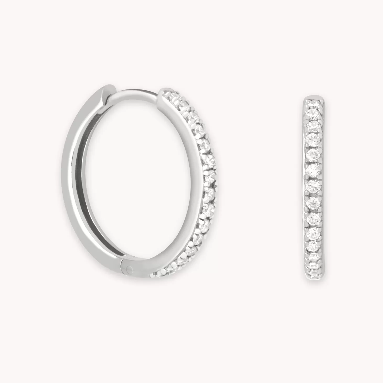 Astrid & Miyu Crystal Hinge Small Hoops In Silver Rhodium Plated Sterling Silver Shop