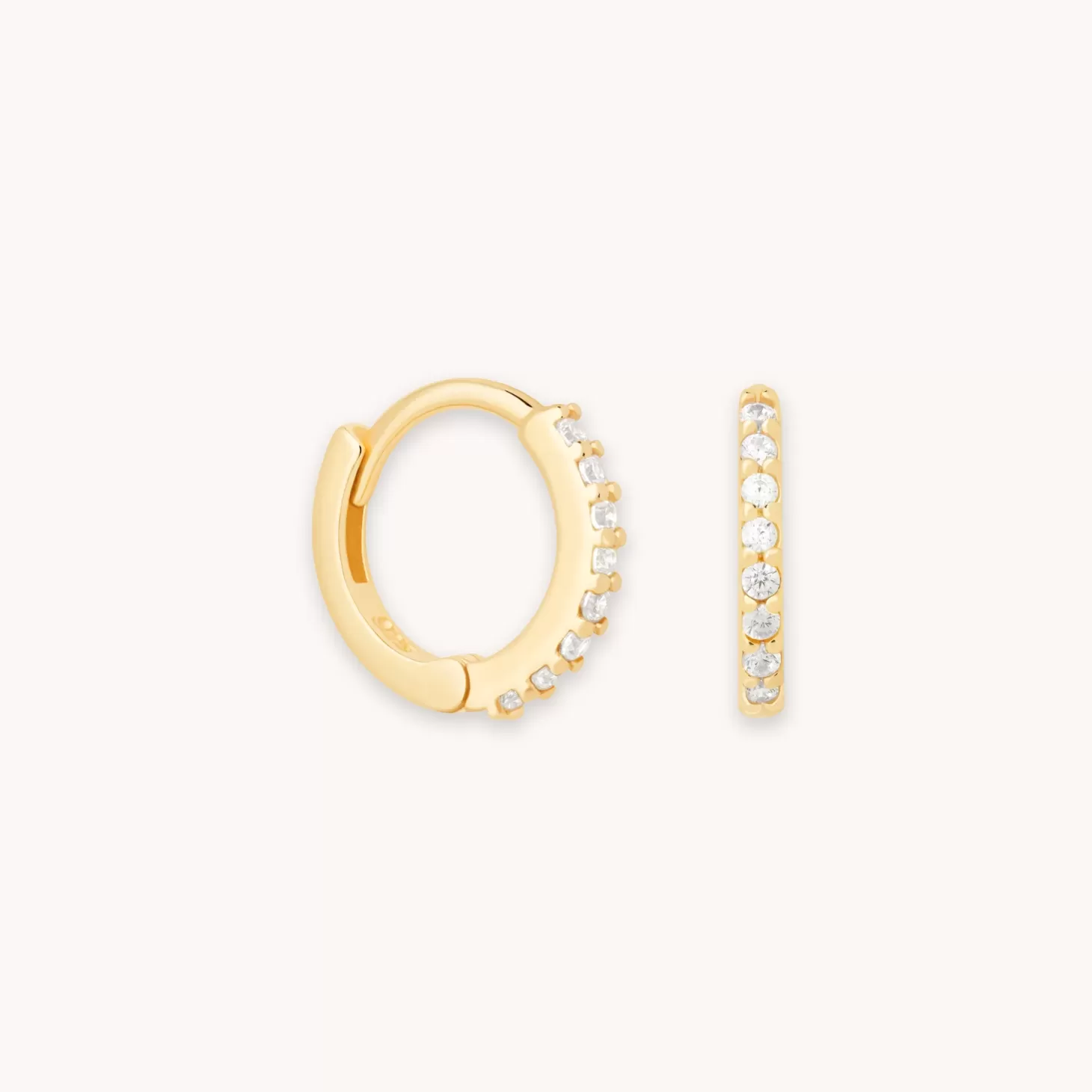 Astrid & Miyu Crystal Jewelled Huggies In Gold 18K Gold Plated Sterling Silver Best Sale