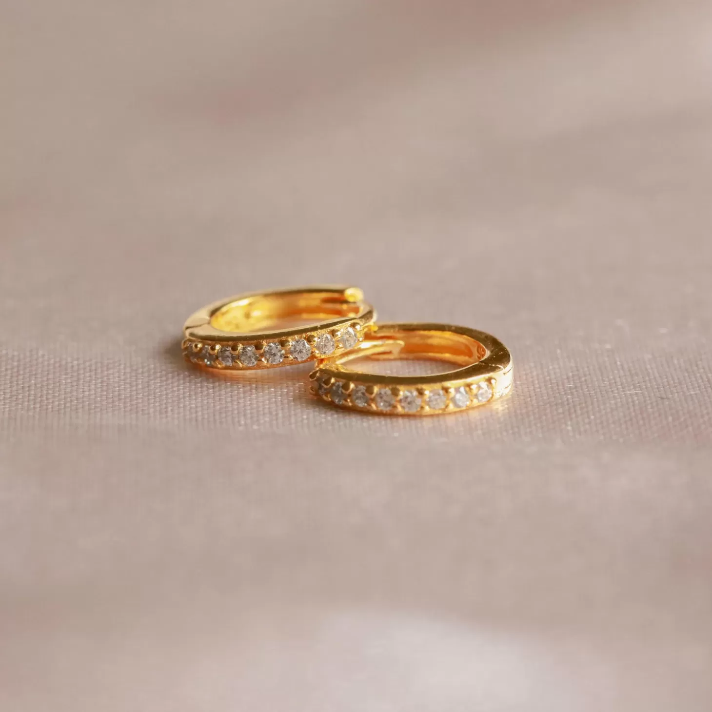 Astrid & Miyu Crystal Jewelled Huggies In Gold 18K Gold Plated Sterling Silver Best Sale