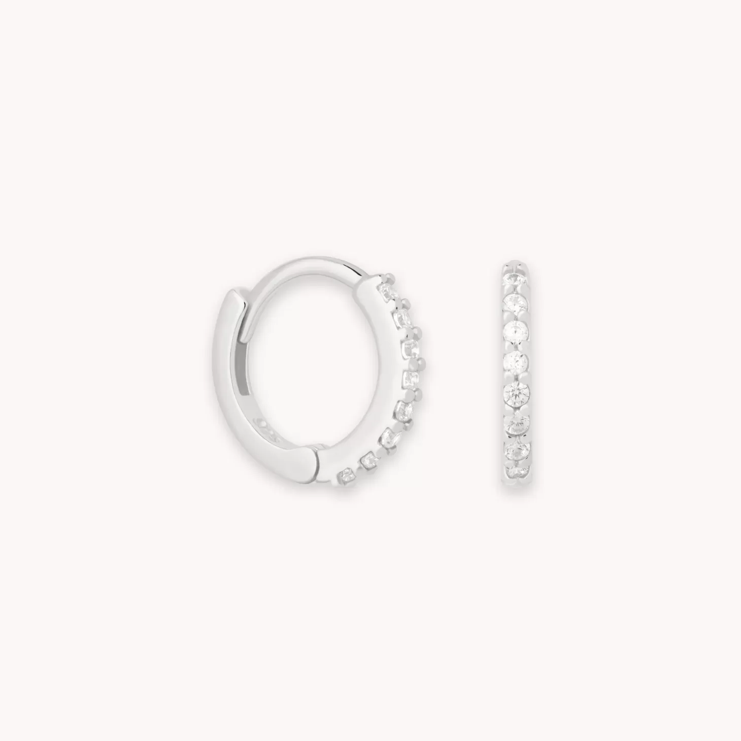 Astrid & Miyu Crystal Jewelled Huggies In Silver Rhodium Plated Sterling Silver Flash Sale
