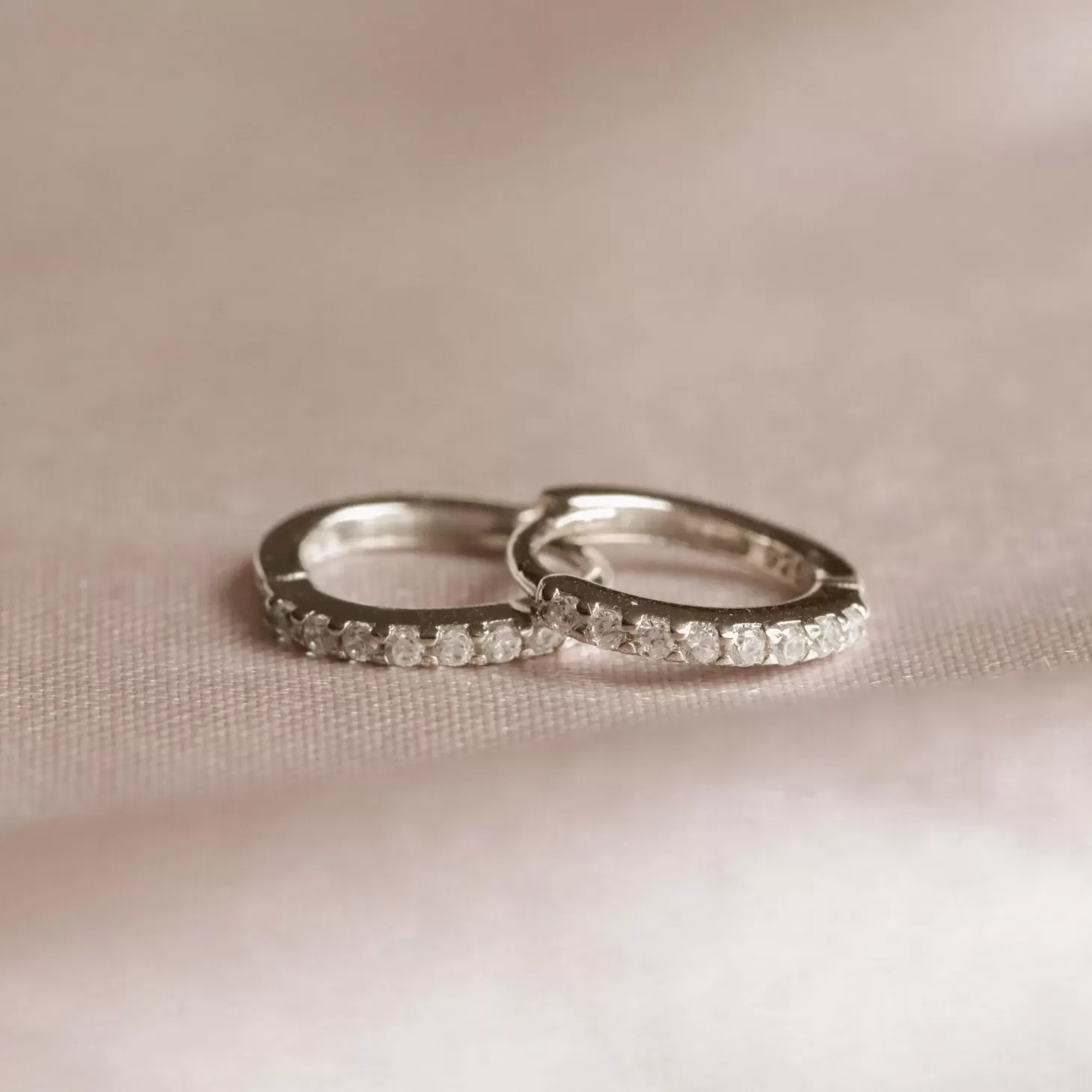 Astrid & Miyu Crystal Jewelled Huggies In Silver Rhodium Plated Sterling Silver Flash Sale
