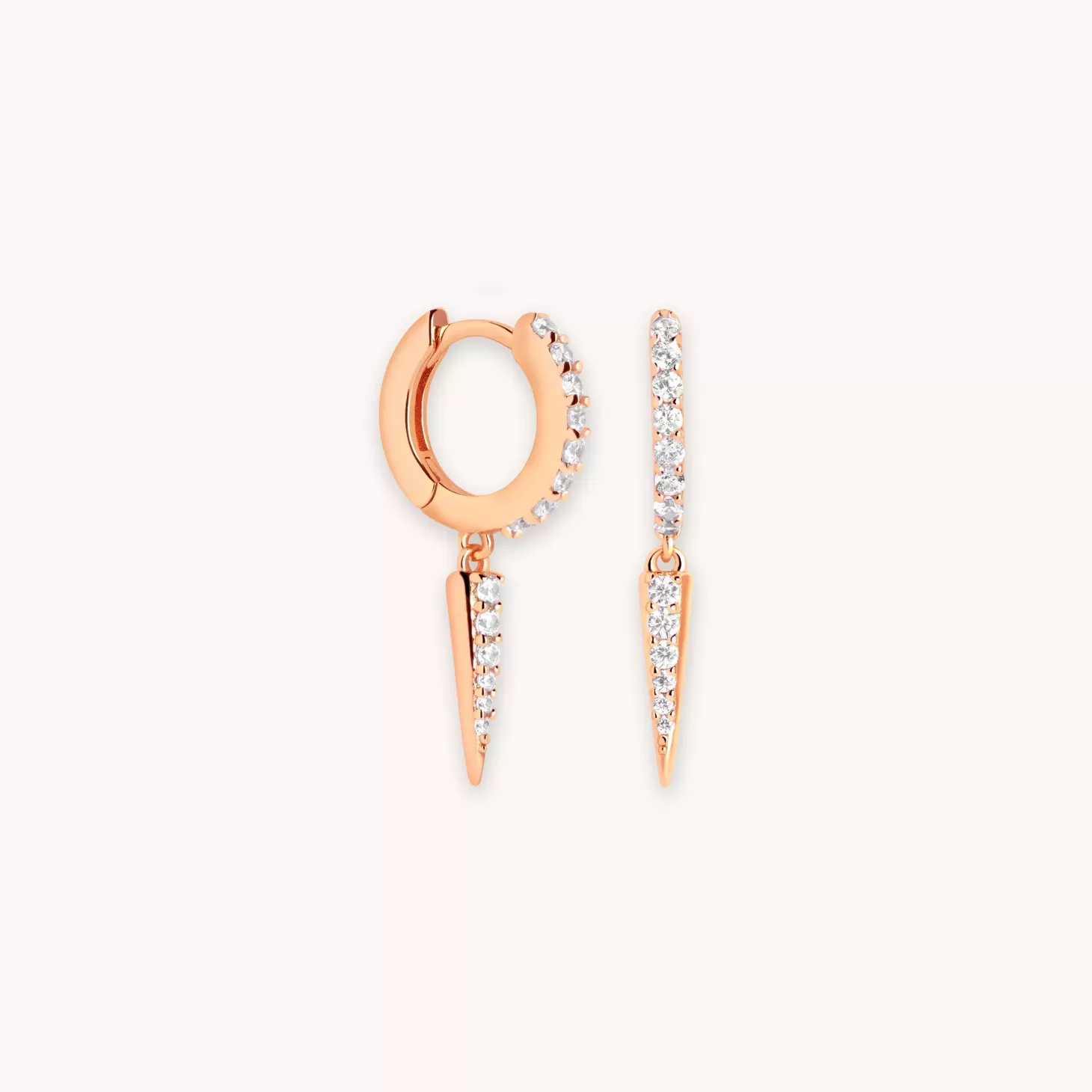 Astrid & Miyu Crystal Spike Huggies In Rose Gold 18K Rose Gold Plated Sterling Silver Sale