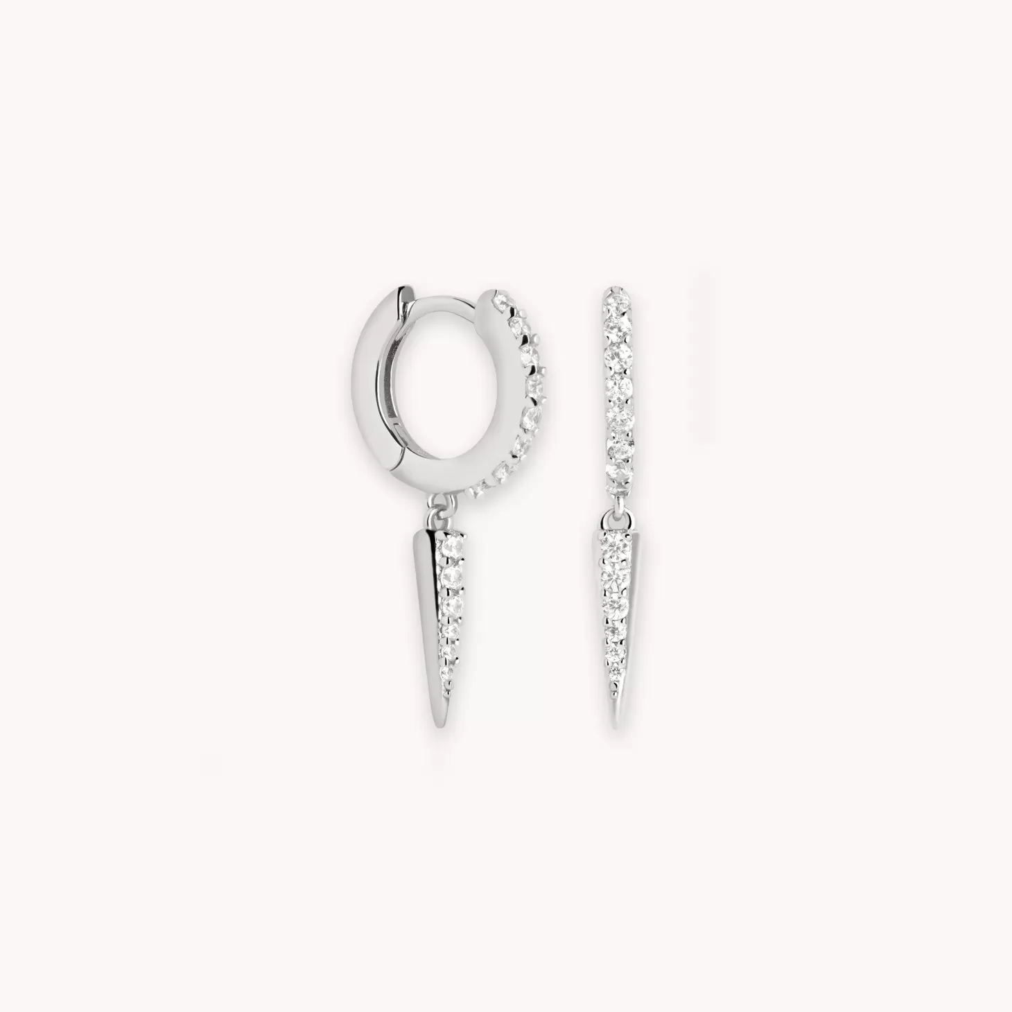 Astrid & Miyu Crystal Spike Huggies In Silver Rhodium Plated Sterling Silver Best Sale