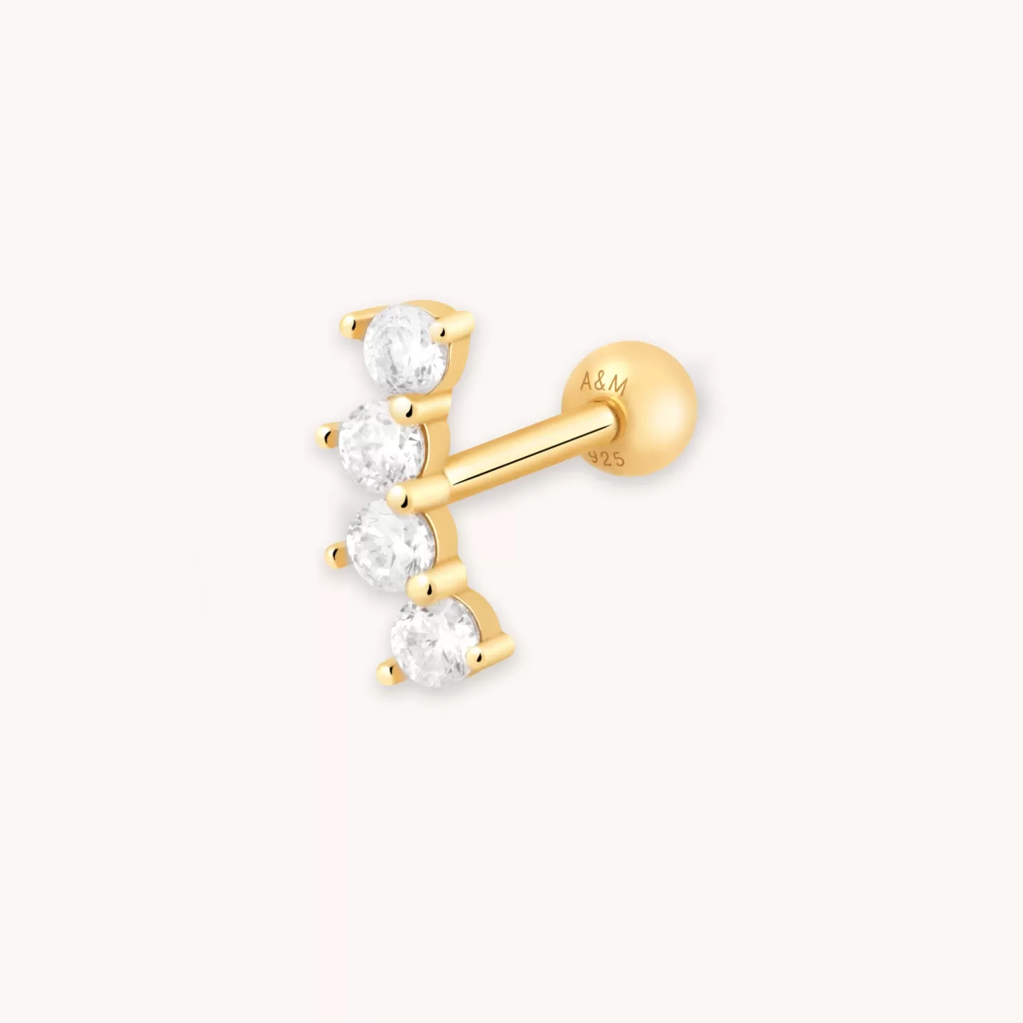 Astrid & Miyu Curved Crystal Barbell In Gold 18K Gold Plated Sterling Silver Store