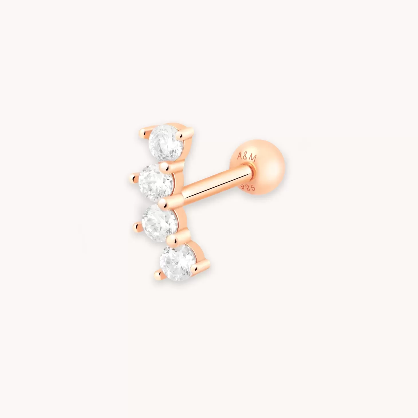 Astrid & Miyu Curved Crystal Barbell In Rose Gold 18K Rose Gold Plated Sterling Silver Sale
