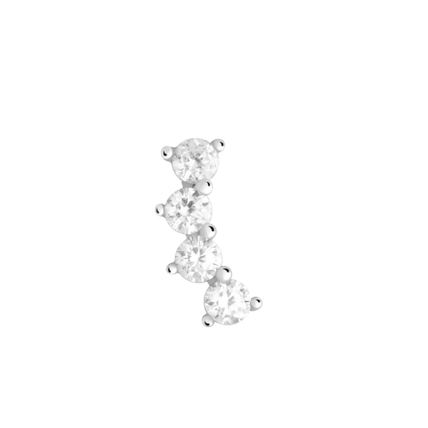 Astrid & Miyu Curved Crystal Barbell In Silver Rhodium Plated Sterling Silver Shop