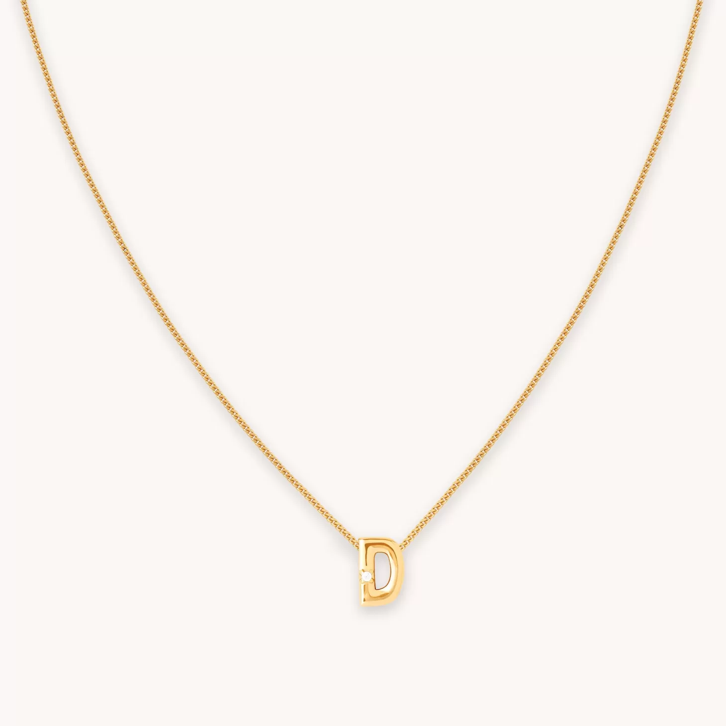 Astrid & Miyu D Initial Pendant Necklace In Gold 18K Gold Plated Sterling Silver Fashion