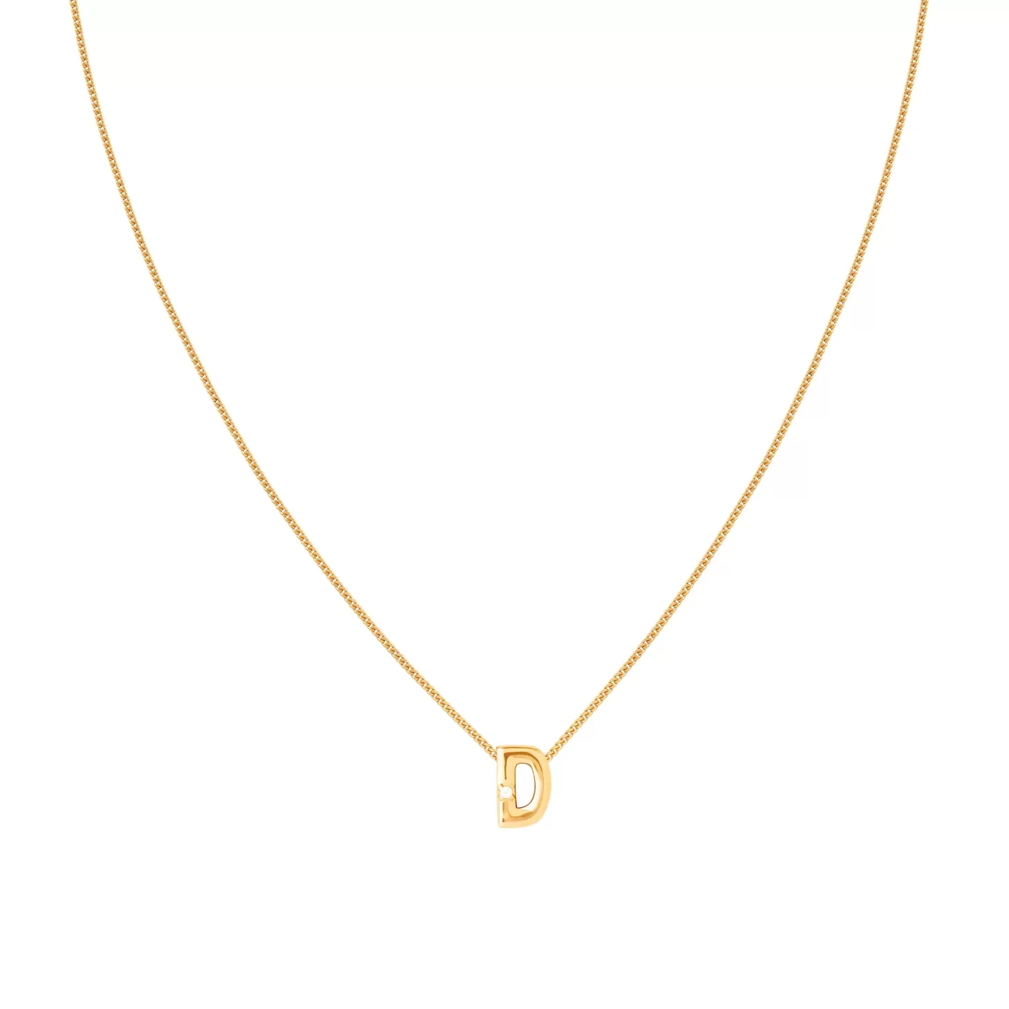 Astrid & Miyu D Initial Pendant Necklace In Gold 18K Gold Plated Sterling Silver Fashion