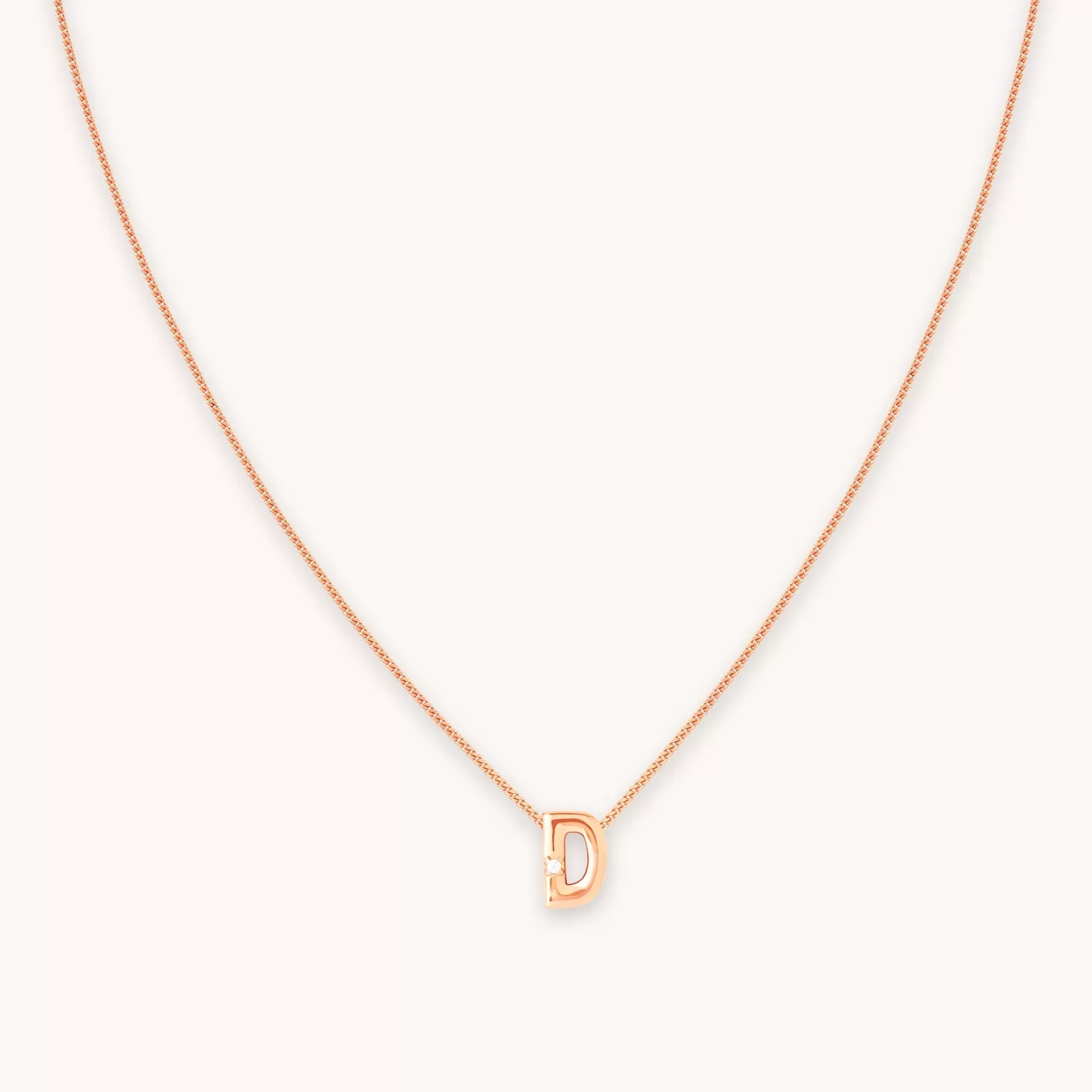 Astrid & Miyu D Initial Pendant Necklace In Rose Gold 18K Rose Gold Plated Sterling Silver Sale
