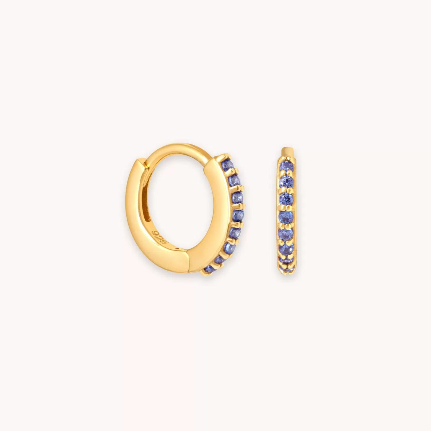 Astrid & Miyu December Birthstone Huggies In Gold With Tanzanite Cz 18K Gold Plated Sterling Silver Sale