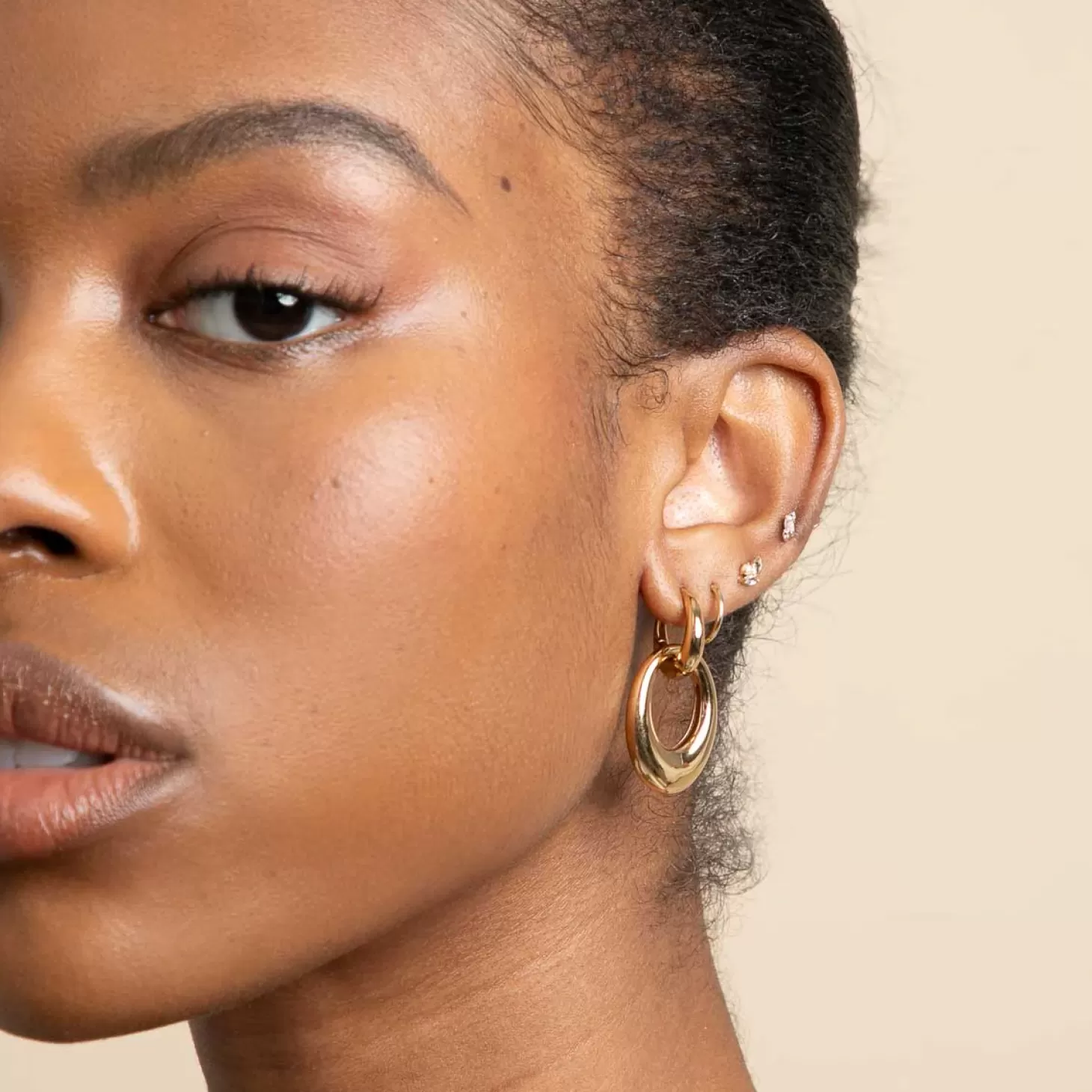 Astrid & Miyu Dome Link Hoops In Gold 18K Gold Plated Recycled Sterling Silver Discount