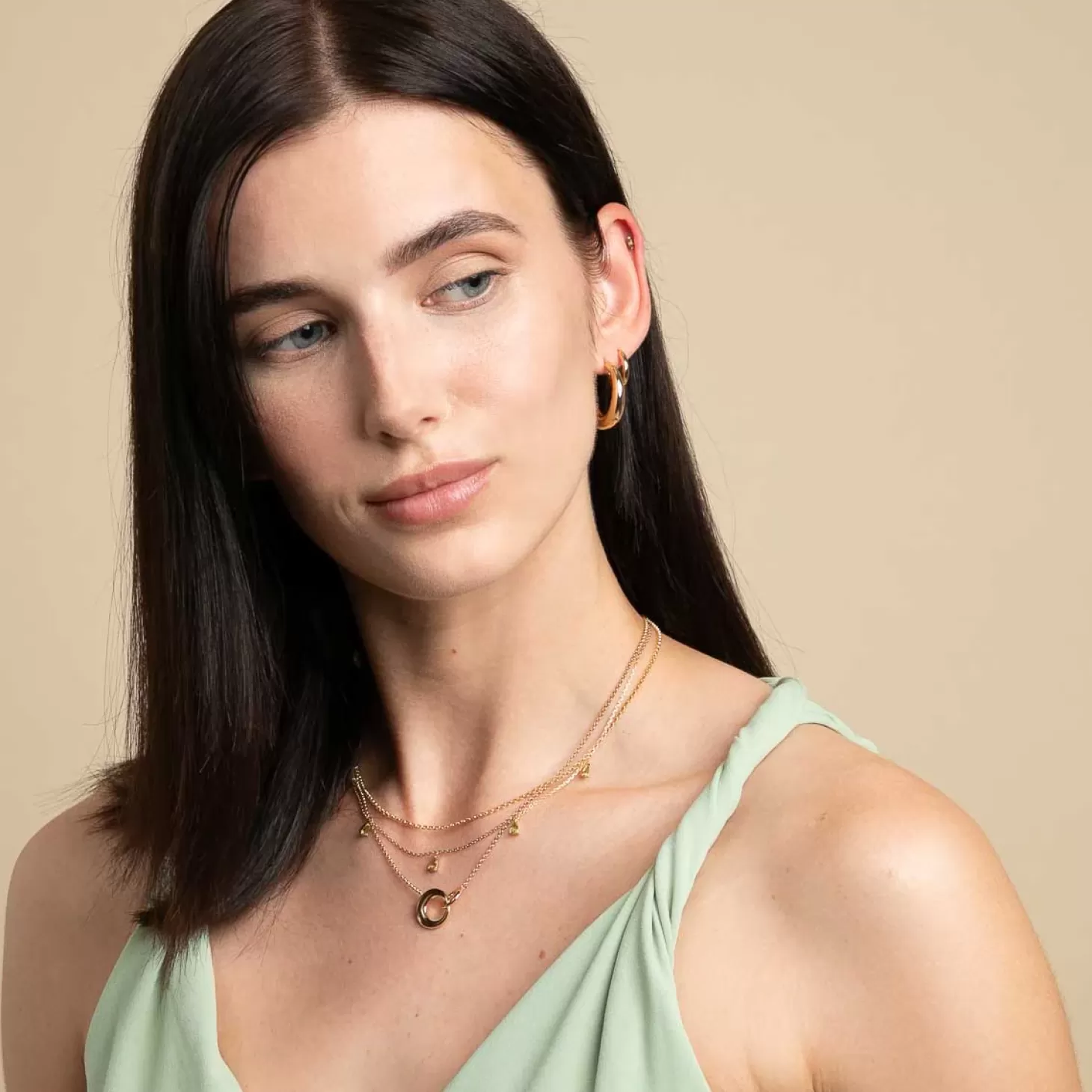 Astrid & Miyu Dome Link Necklace In Gold 18K Gold Plated Recycled Sterling Silver Best Sale