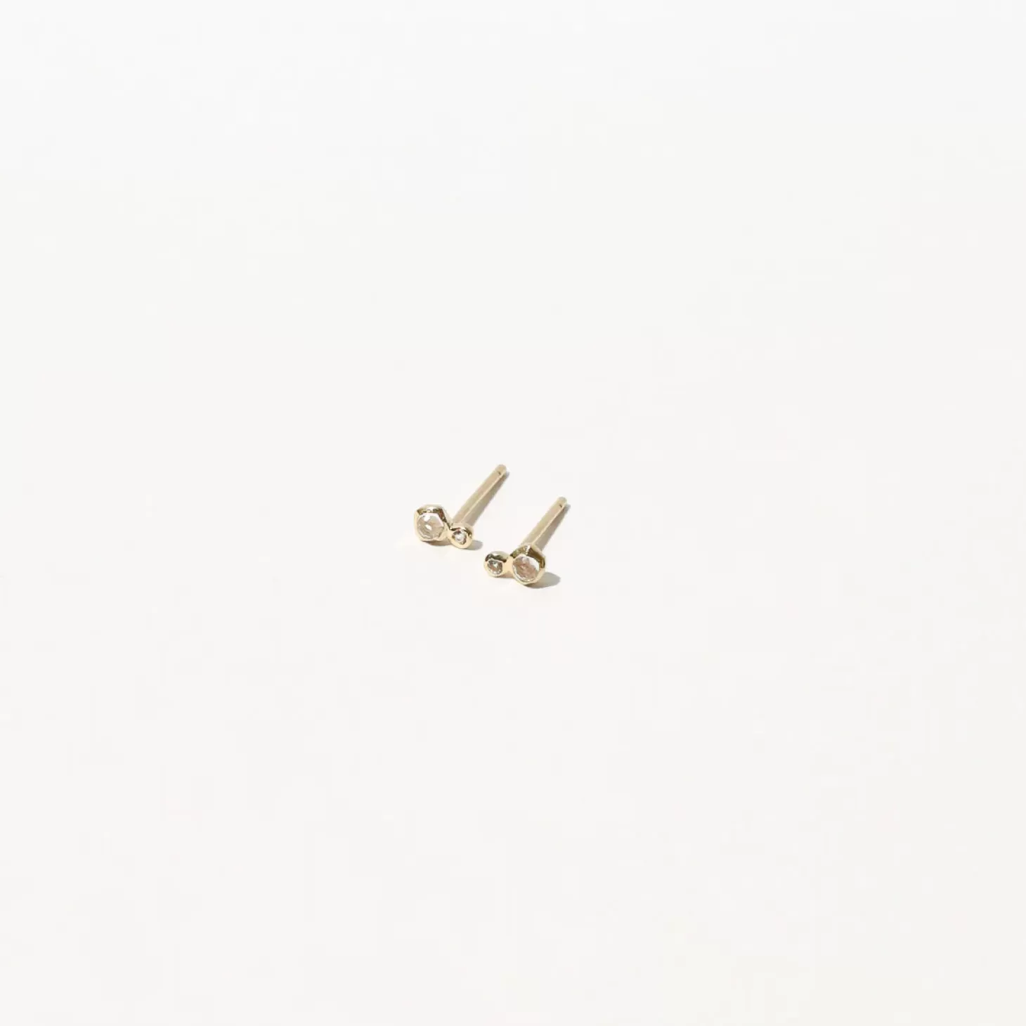 Astrid & Miyu Double Topaz Stud Earrings In Solid Gold 14K Gold Hot