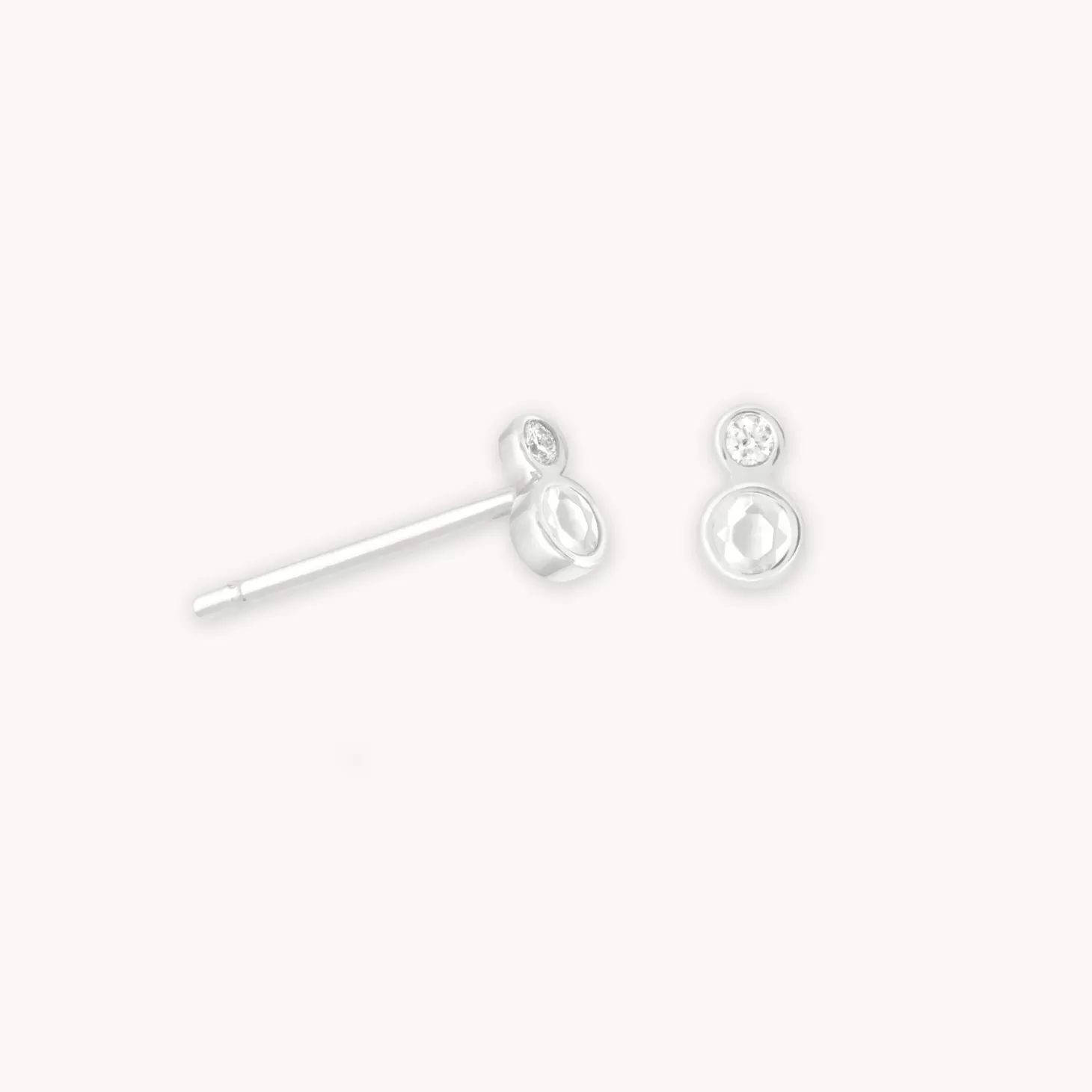 Astrid & Miyu Double Topaz Stud Earrings In Solid White Gold 14K White Gold Clearance