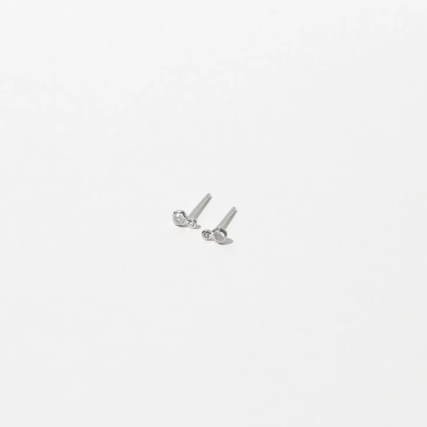 Astrid & Miyu Double Topaz Stud Earrings In Solid White Gold 14K White Gold Clearance