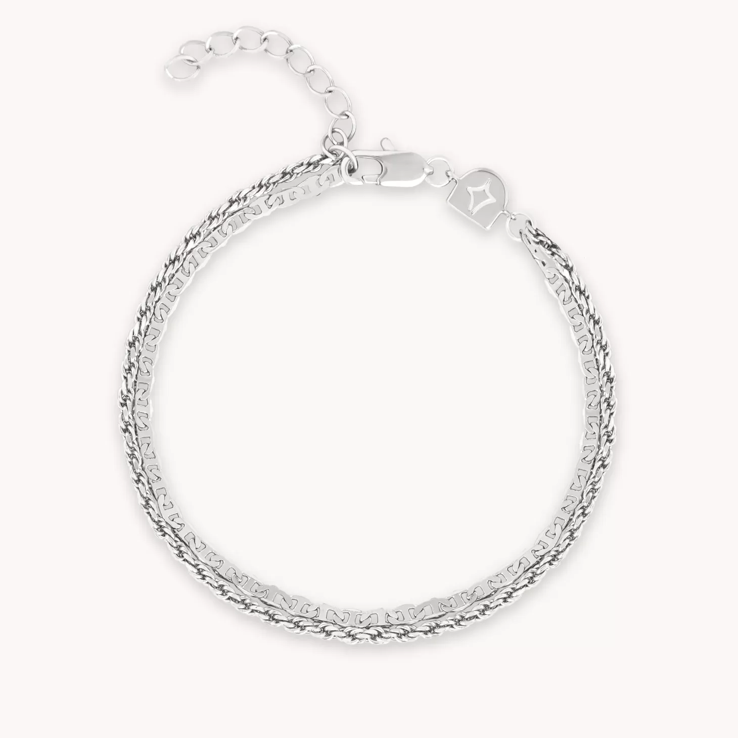 Astrid & Miyu Duo Chain Bracelet In Silver Rhodium Plated Flash Sale