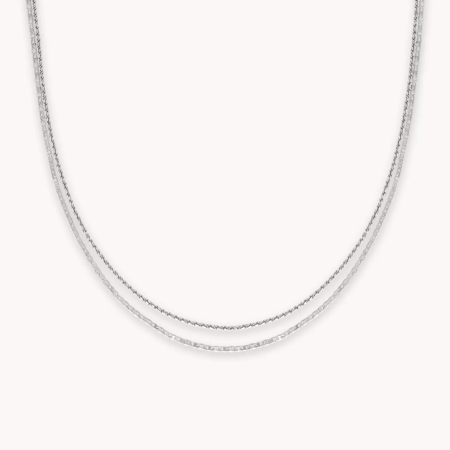 Astrid & Miyu Duo Chain Necklace In Silver Rhodium Plated Cheap