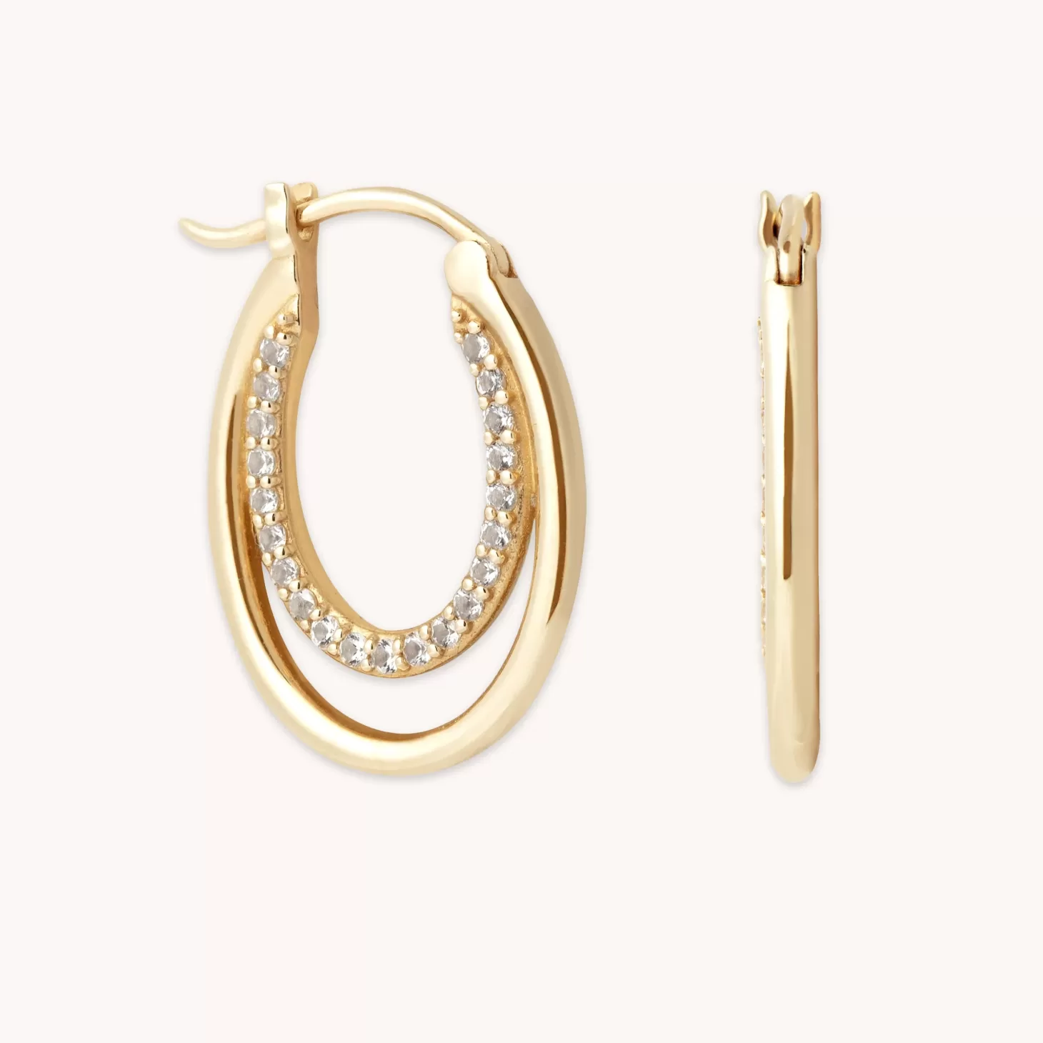 Astrid & Miyu Duo Topaz Hoops In Solid Gold 9K Gold Flash Sale