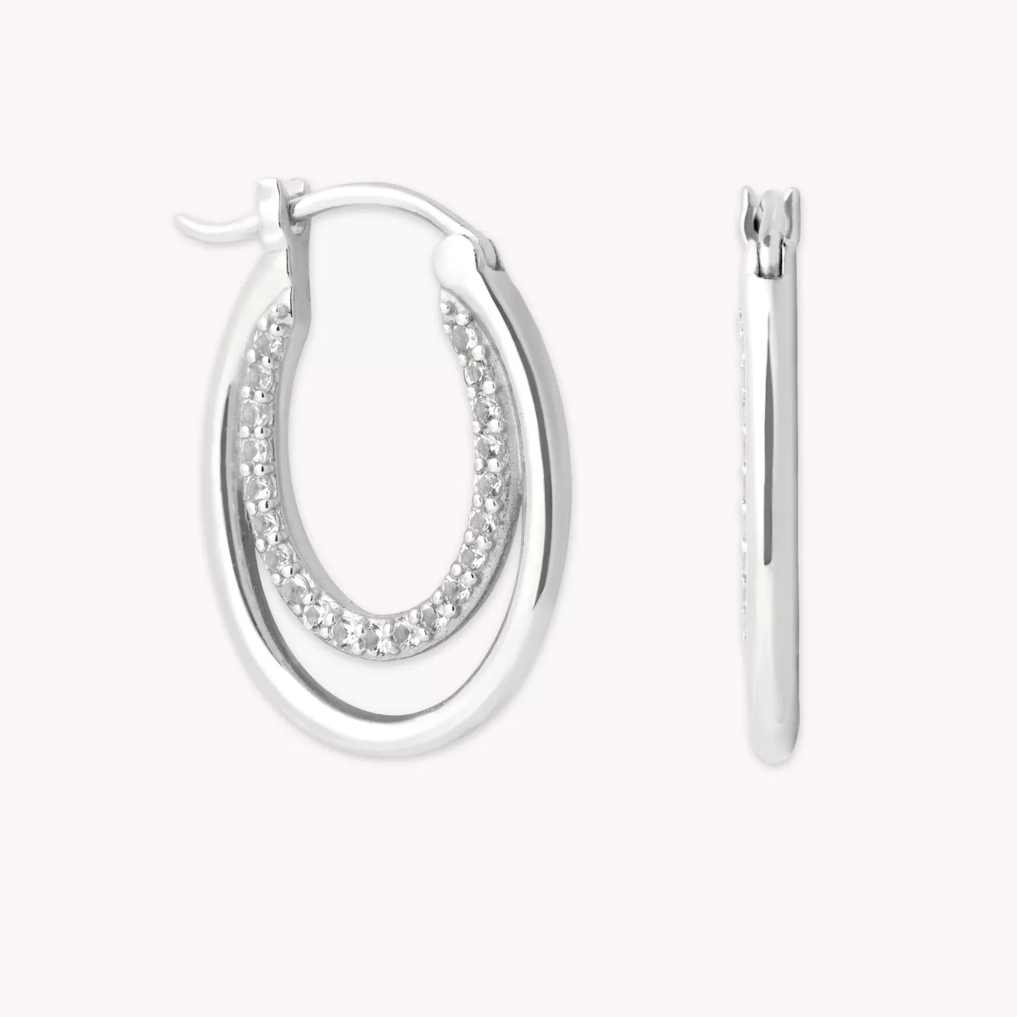 Astrid & Miyu Duo Topaz Hoops In Solid White Gold 9K White Gold Online