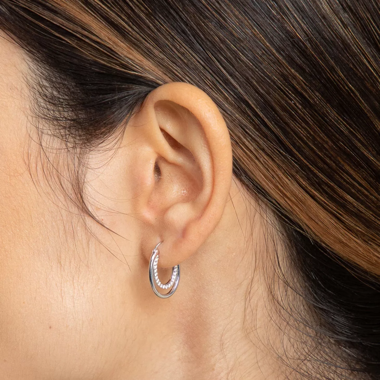 Astrid & Miyu Duo Topaz Hoops In Solid White Gold 9K White Gold Online