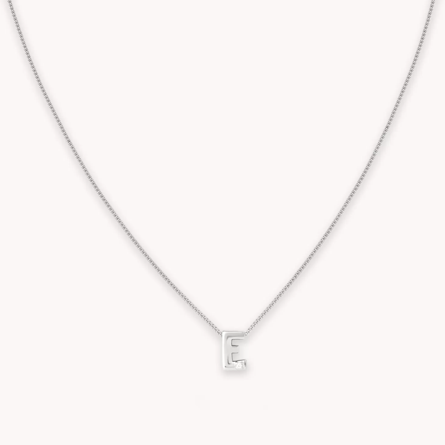 Astrid & Miyu E Initial Pendant Necklace In Silver Rhodium Plated Sterling Silver Cheap