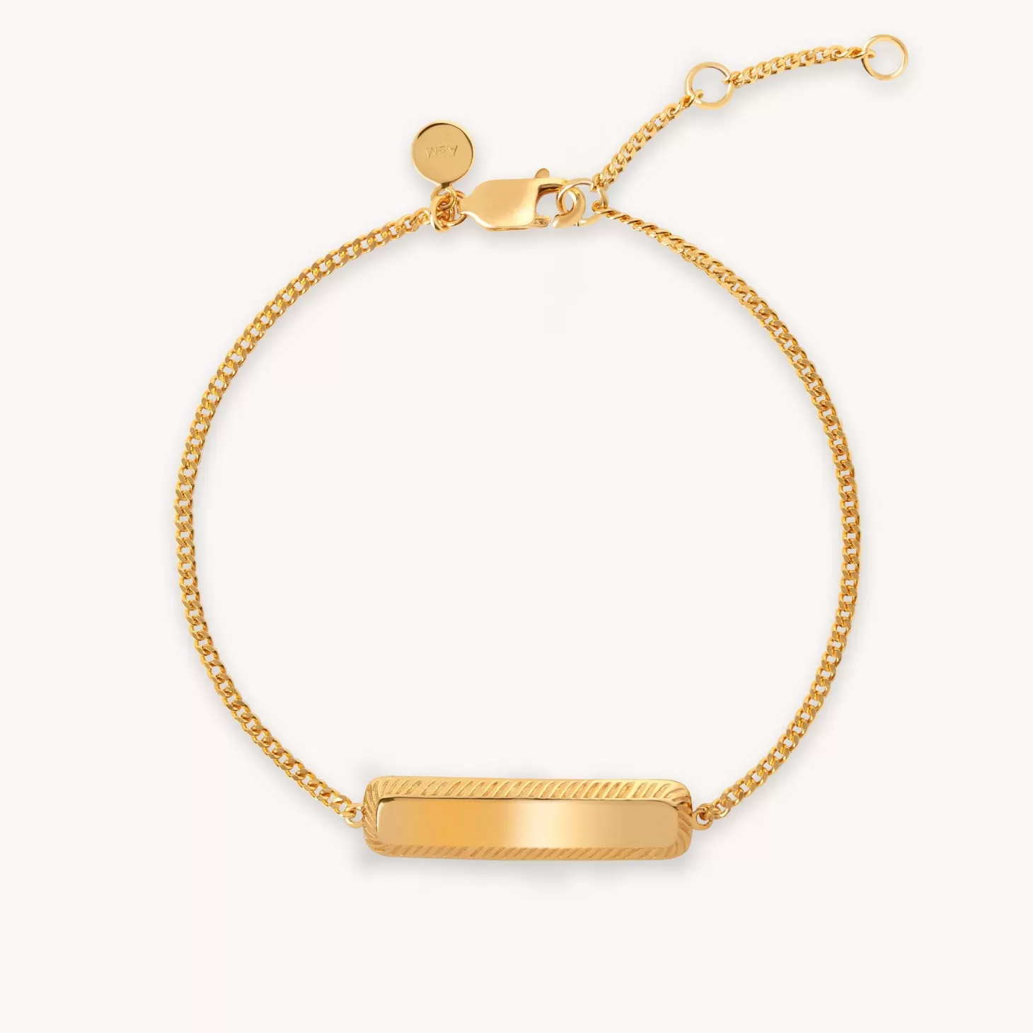 Astrid & Miyu Etched Id Bracelet In Gold 18K Gold Plated Sterling Silver Hot