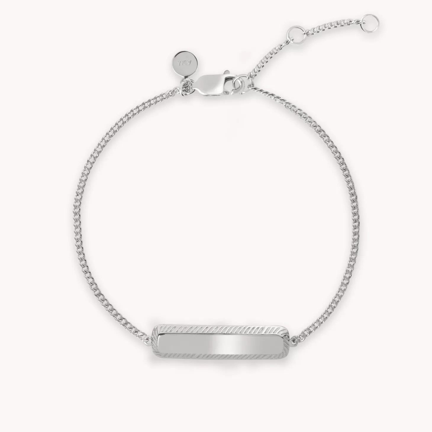 Astrid & Miyu Etched Id Bracelet In Silver Rhodium Plated Sterling Silver Sale
