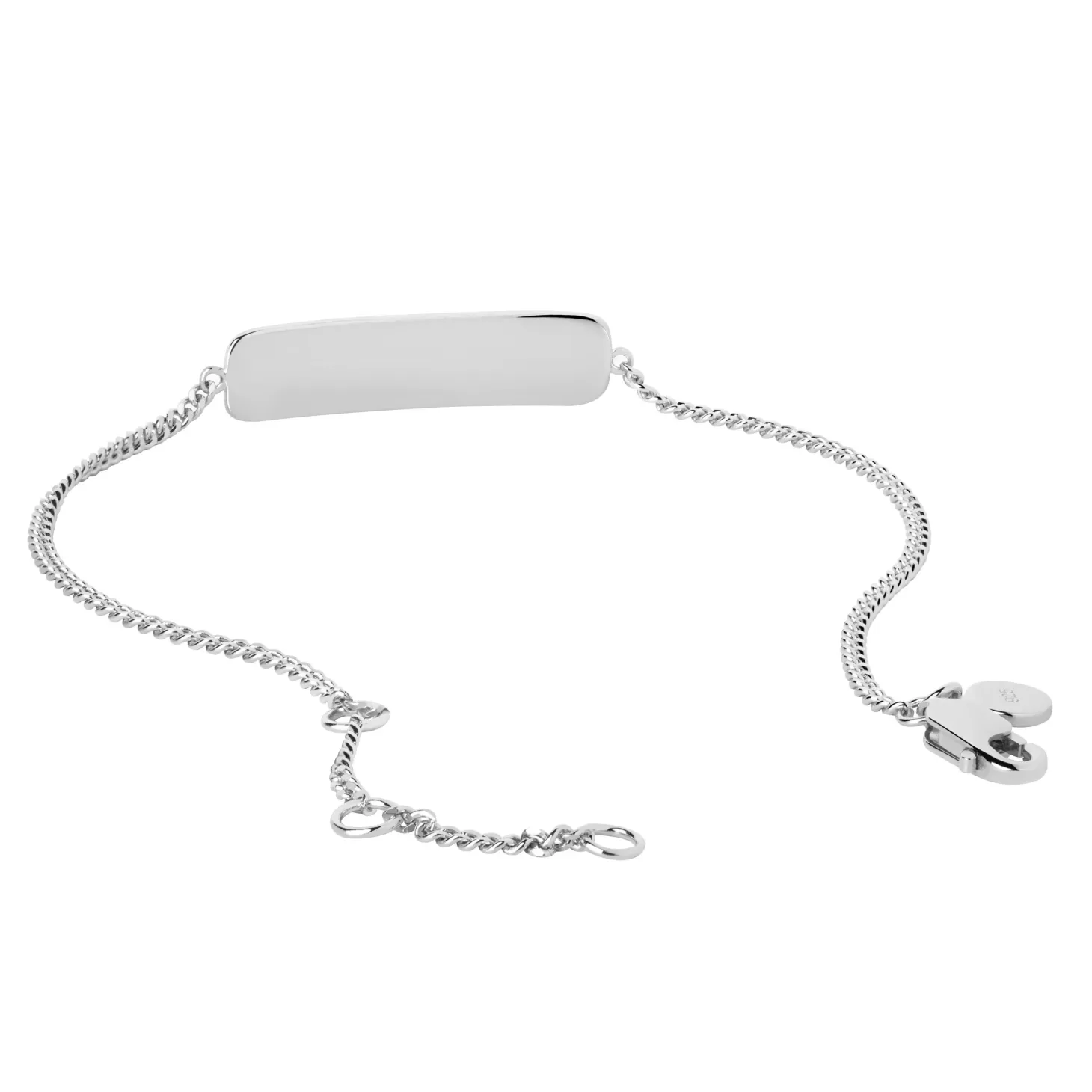 Astrid & Miyu Etched Id Bracelet In Silver Rhodium Plated Sterling Silver Sale