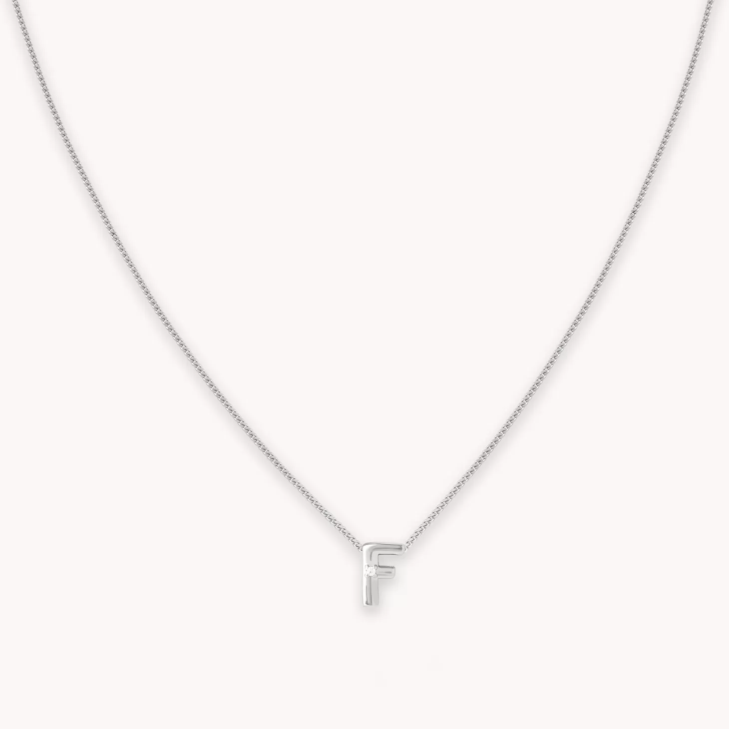 Astrid & Miyu F Initial Pendant Necklace In Silver Rhodium Plated Sterling Silver Outlet