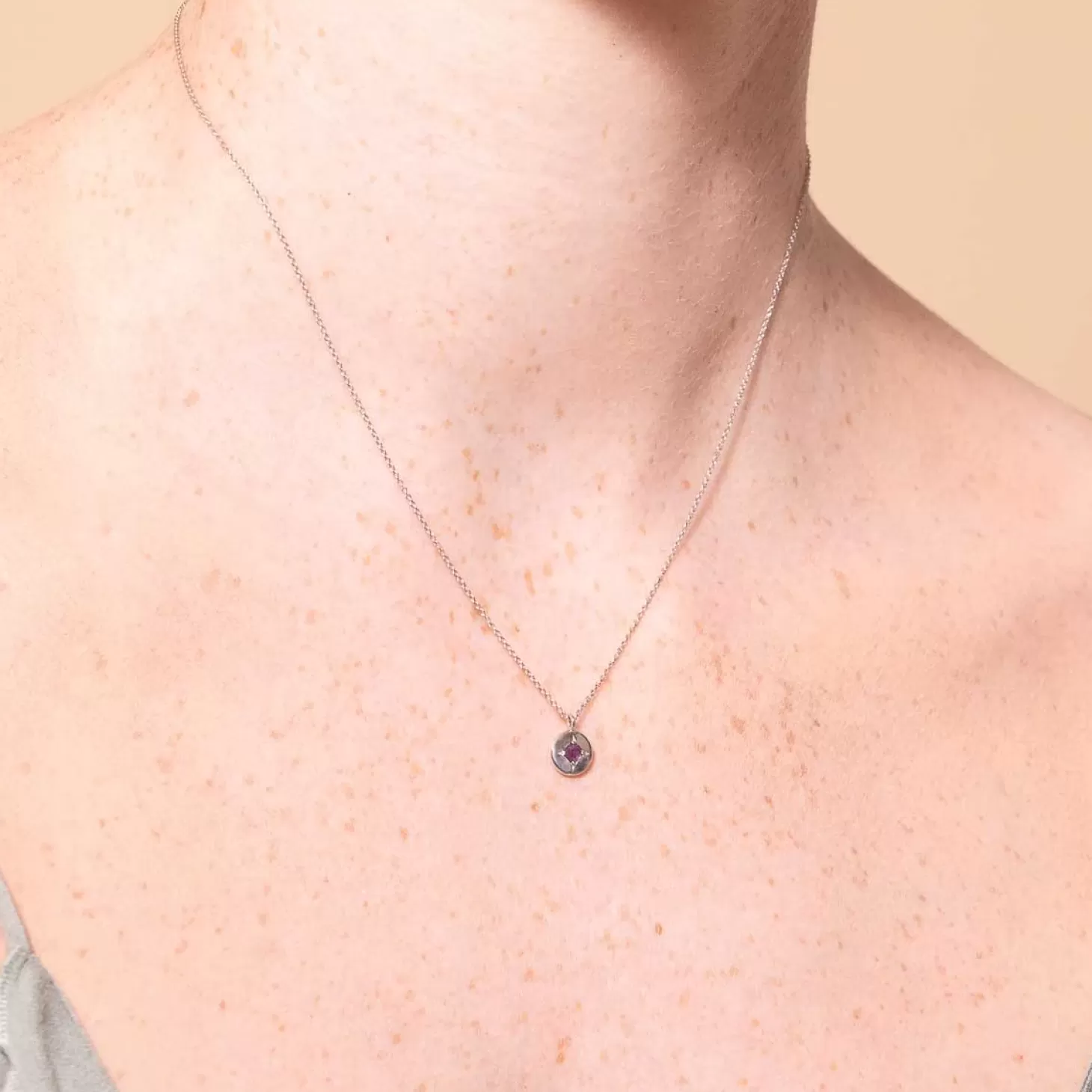 Astrid & Miyu February Birthstone Necklace In Solid White Gold 14K White Gold Cheap