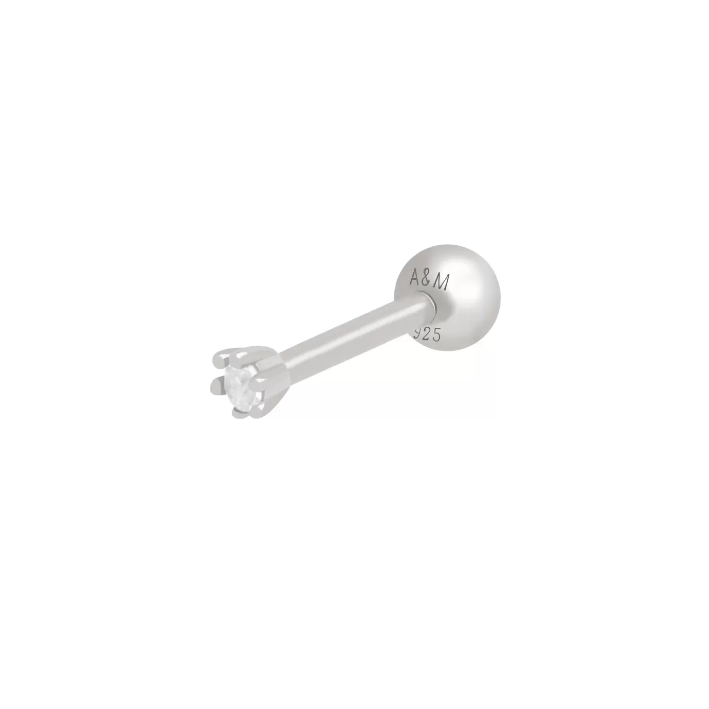 Astrid & Miyu Flora Tiny Barbell In Silver Rhodium Plated Sterling Silver Flash Sale