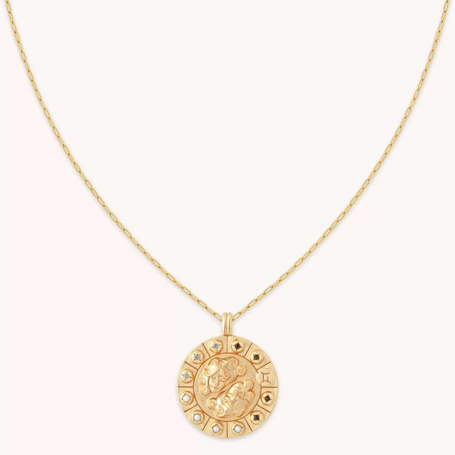 Astrid & Miyu Gemini Bold Zodiac Pendant Necklace In Gold 18K Gold Plated Sterling Silver Best