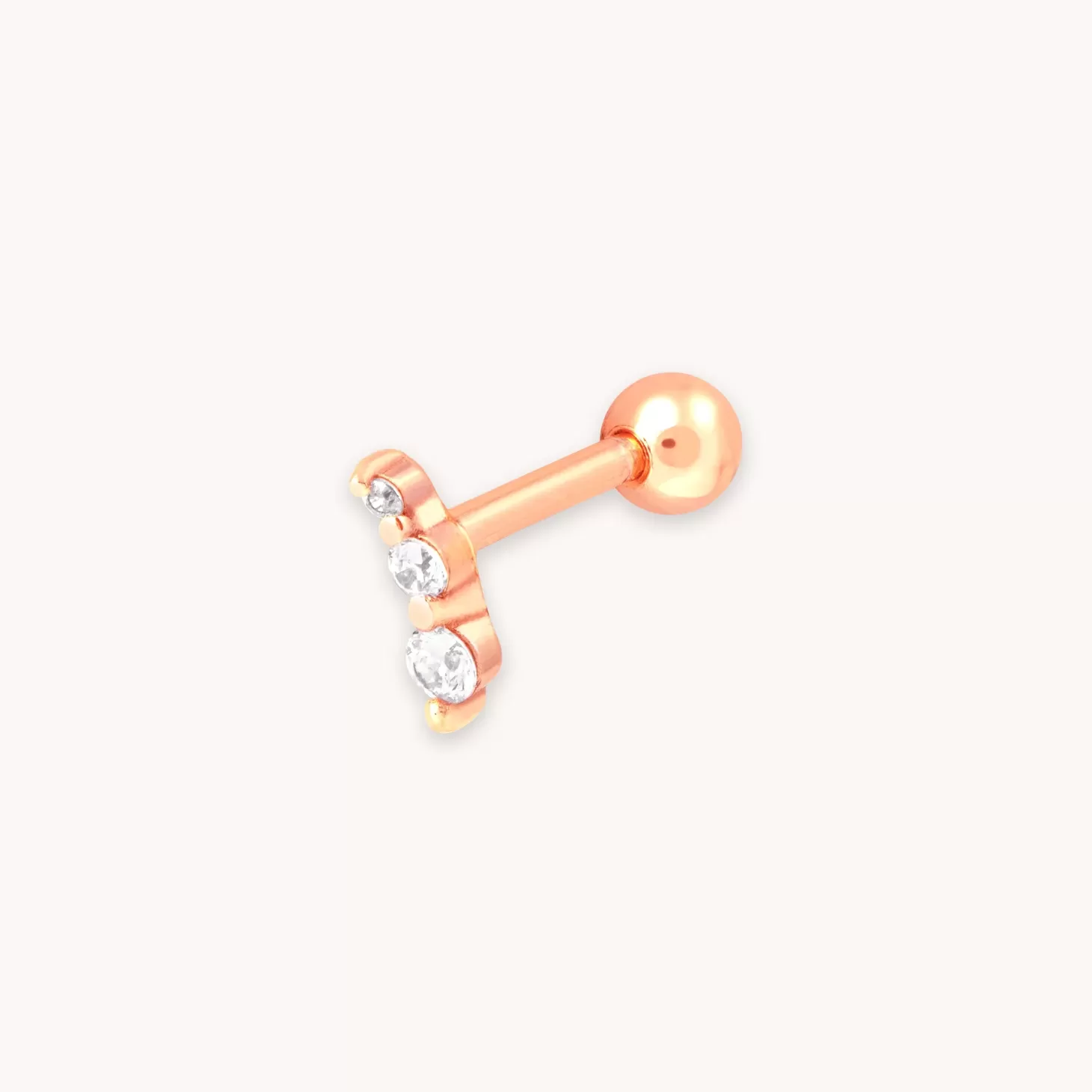 Astrid & Miyu Glimmer Crystal Barbell In Rose Gold 18K Rose Gold Plated Sterling Silver Clearance
