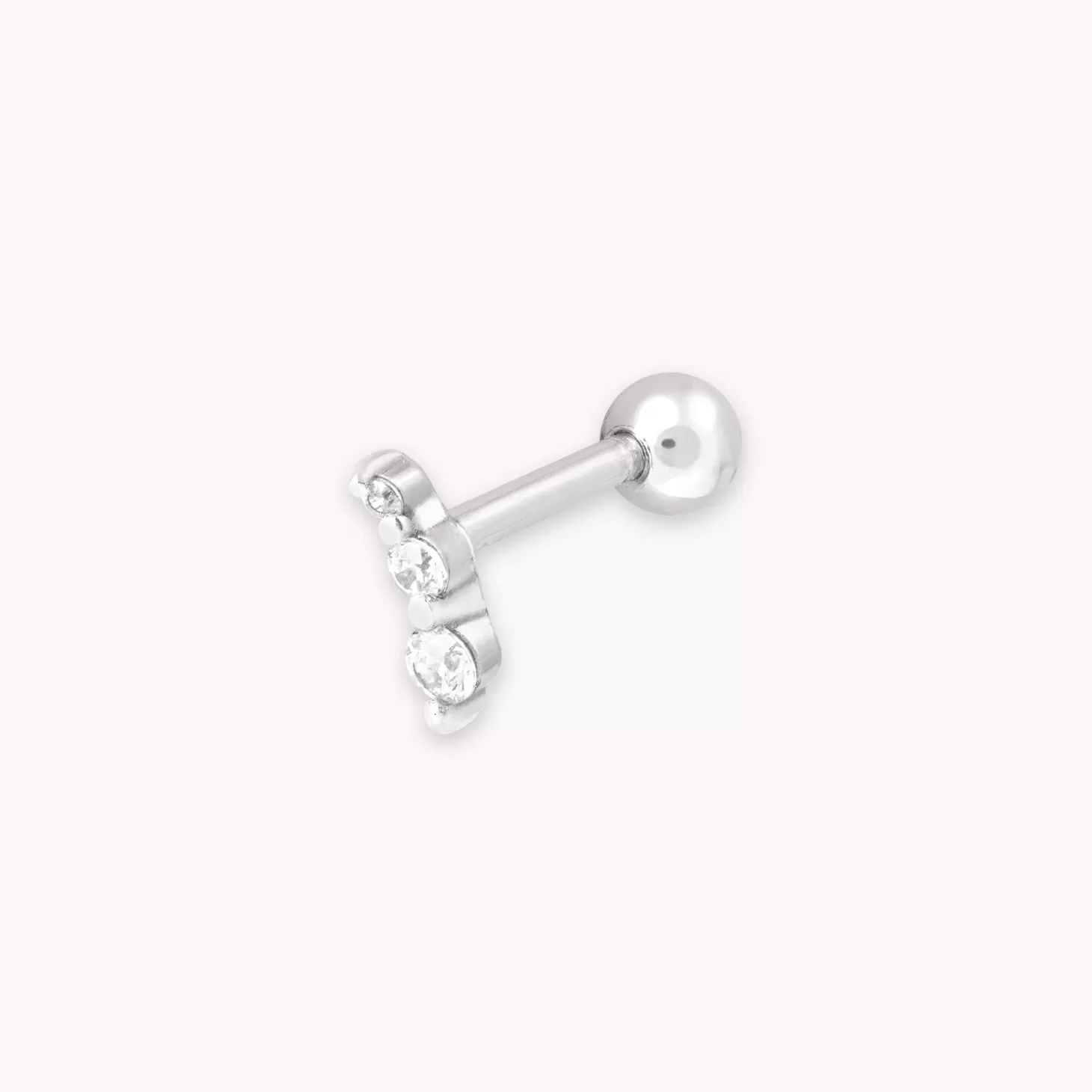 Astrid & Miyu Glimmer Crystal Barbell In Silver Rhodium Plated Sterling Silver Discount