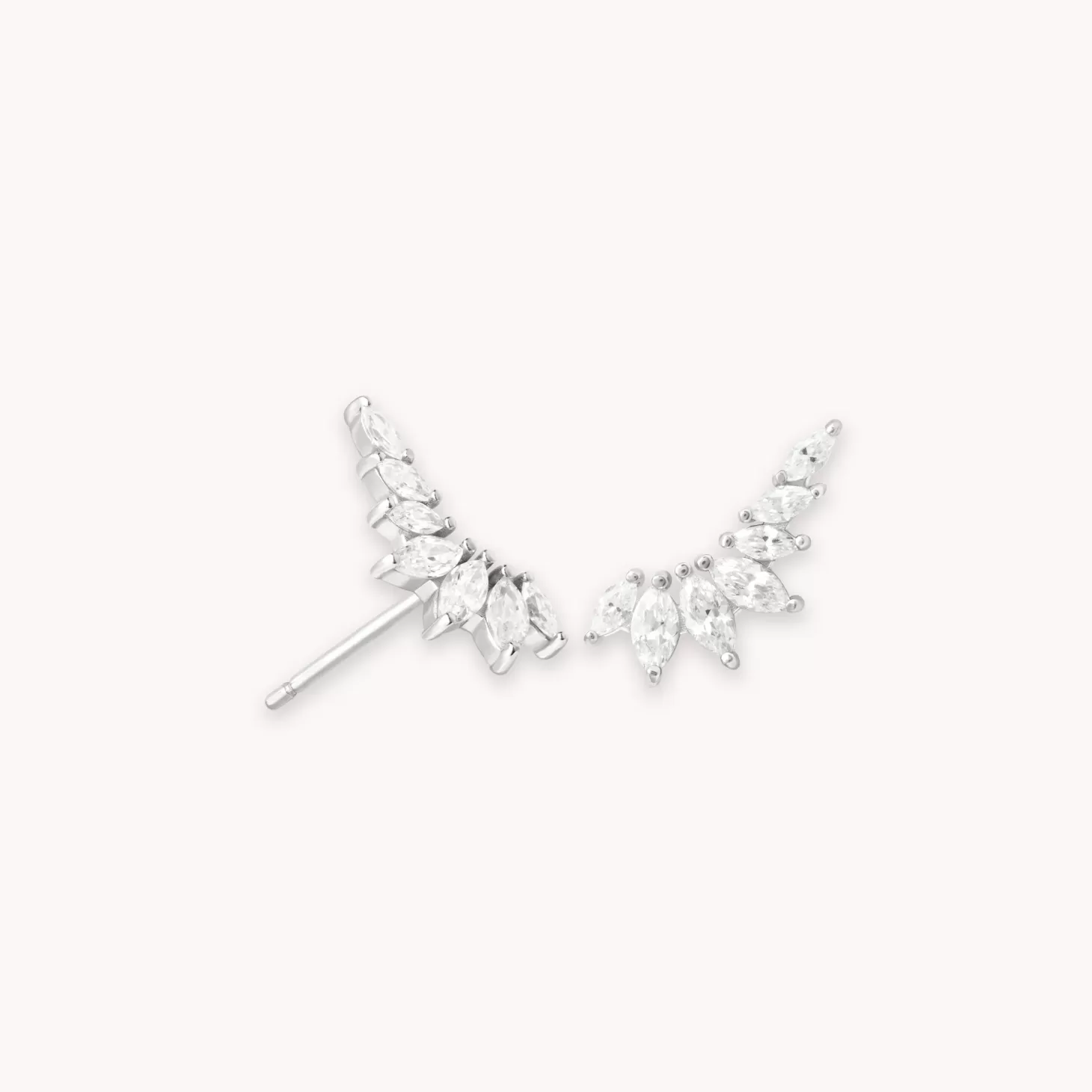 Astrid & Miyu Glimmer Navette Stud Earrings In Silver Rhodium Plated Sterling Silver Sale