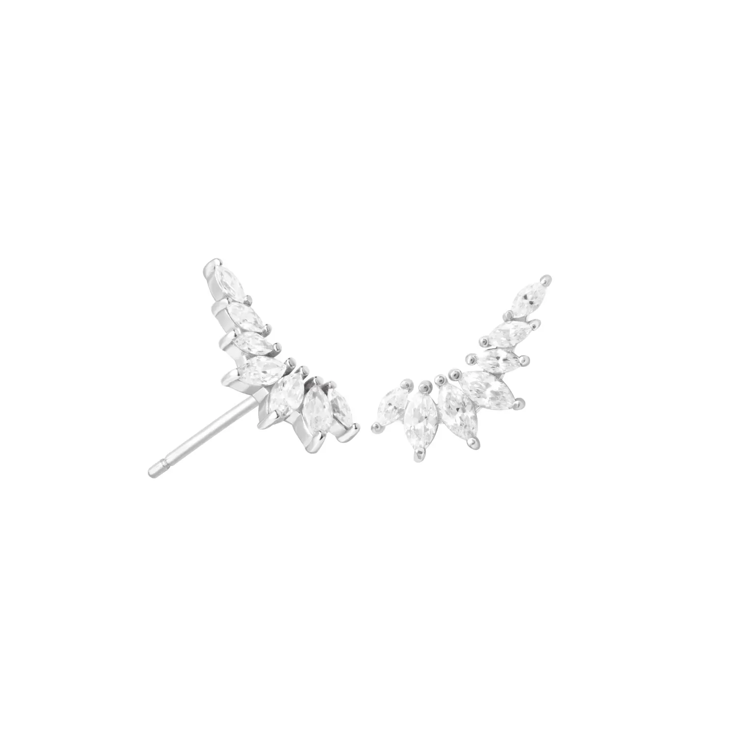Astrid & Miyu Glimmer Navette Stud Earrings In Silver Rhodium Plated Sterling Silver Sale