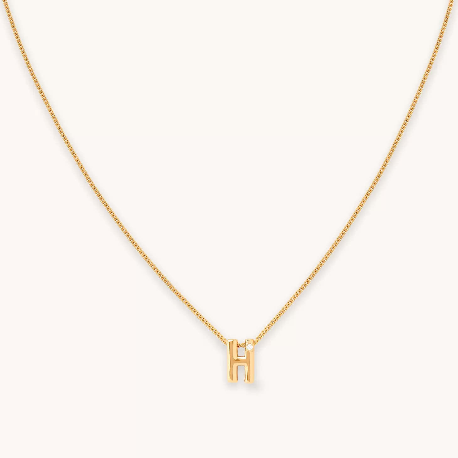 Astrid & Miyu H Initial Pendant Necklace In Gold 18K Gold Plated Sterling Silver Best