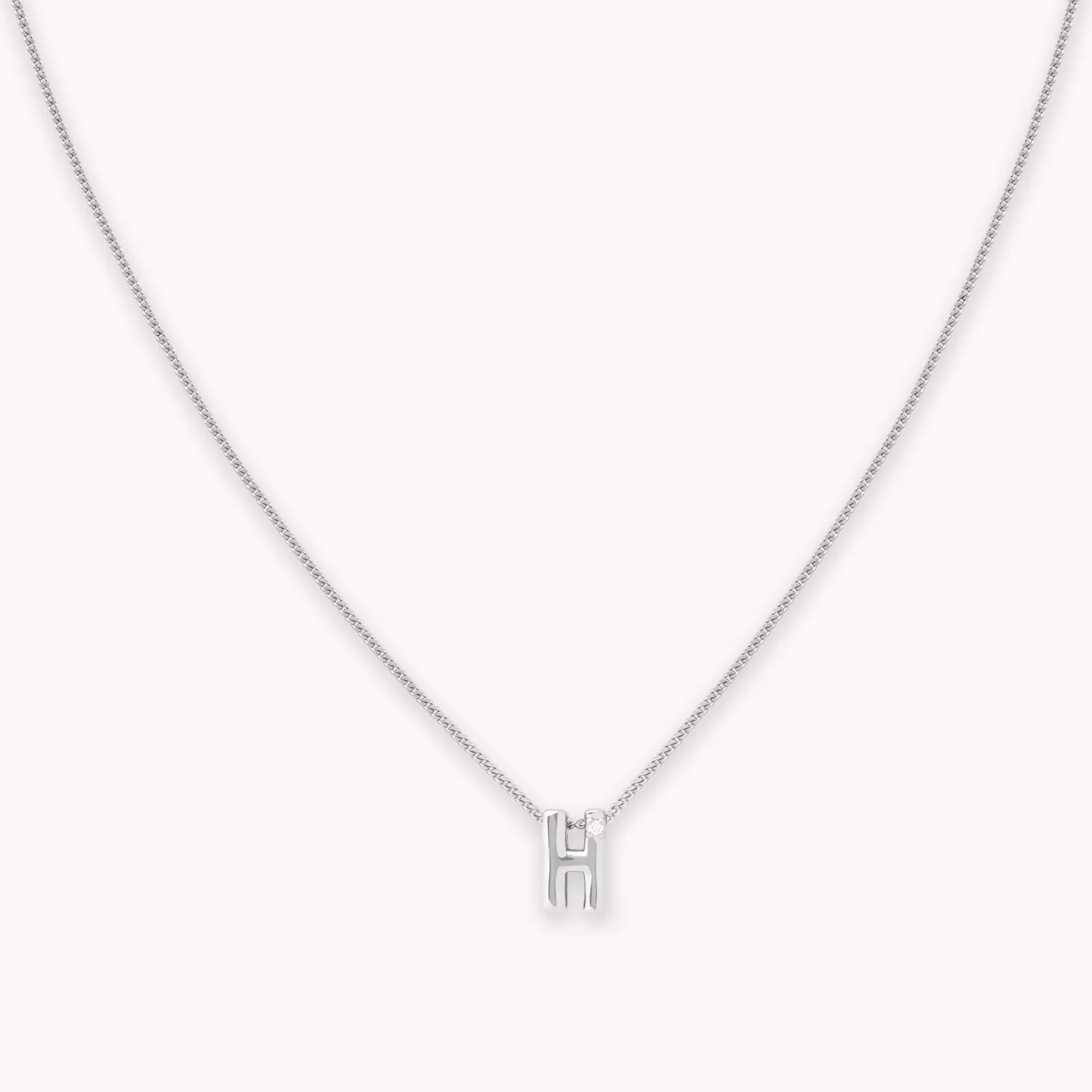 Astrid & Miyu H Initial Pendant Necklace In Silver Rhodium Plated Sterling Silver Hot