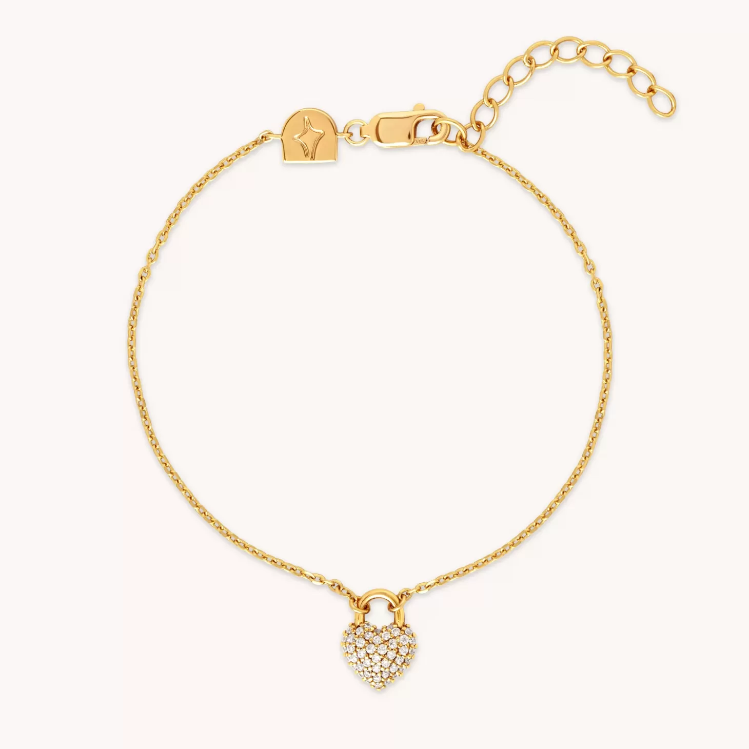 Astrid & Miyu Heart Pave Bracelet In Gold 18K Gold Plated Sterling Silver Sale