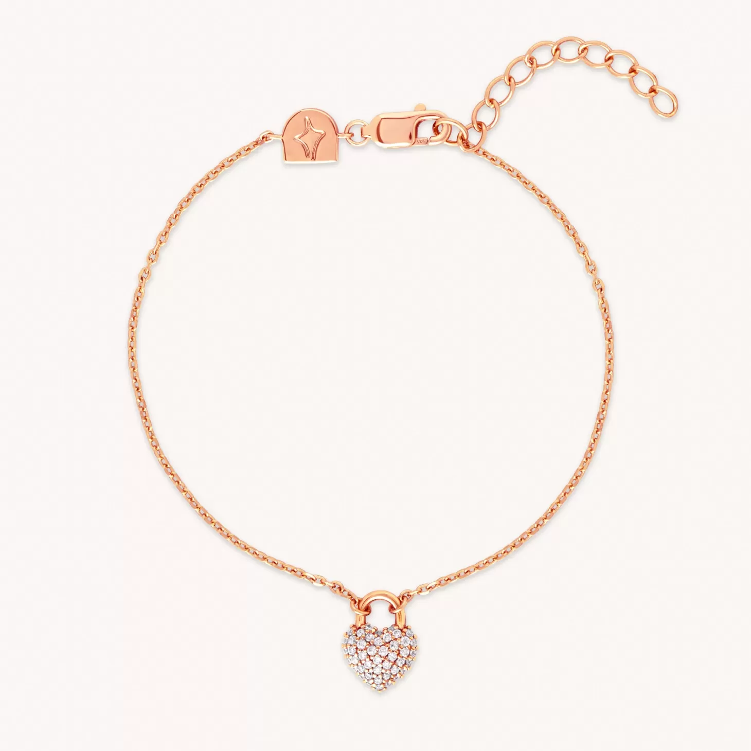 Astrid & Miyu Heart Pave Bracelet In Rose Gold 18K Rose Gold Plated Sterling Silver Sale