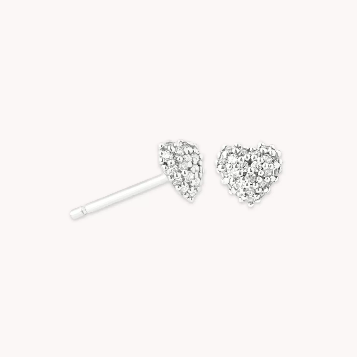 Astrid & Miyu Heart Pave Stud Earrings In Silver Rhodium Plated Sterling Silver Shop