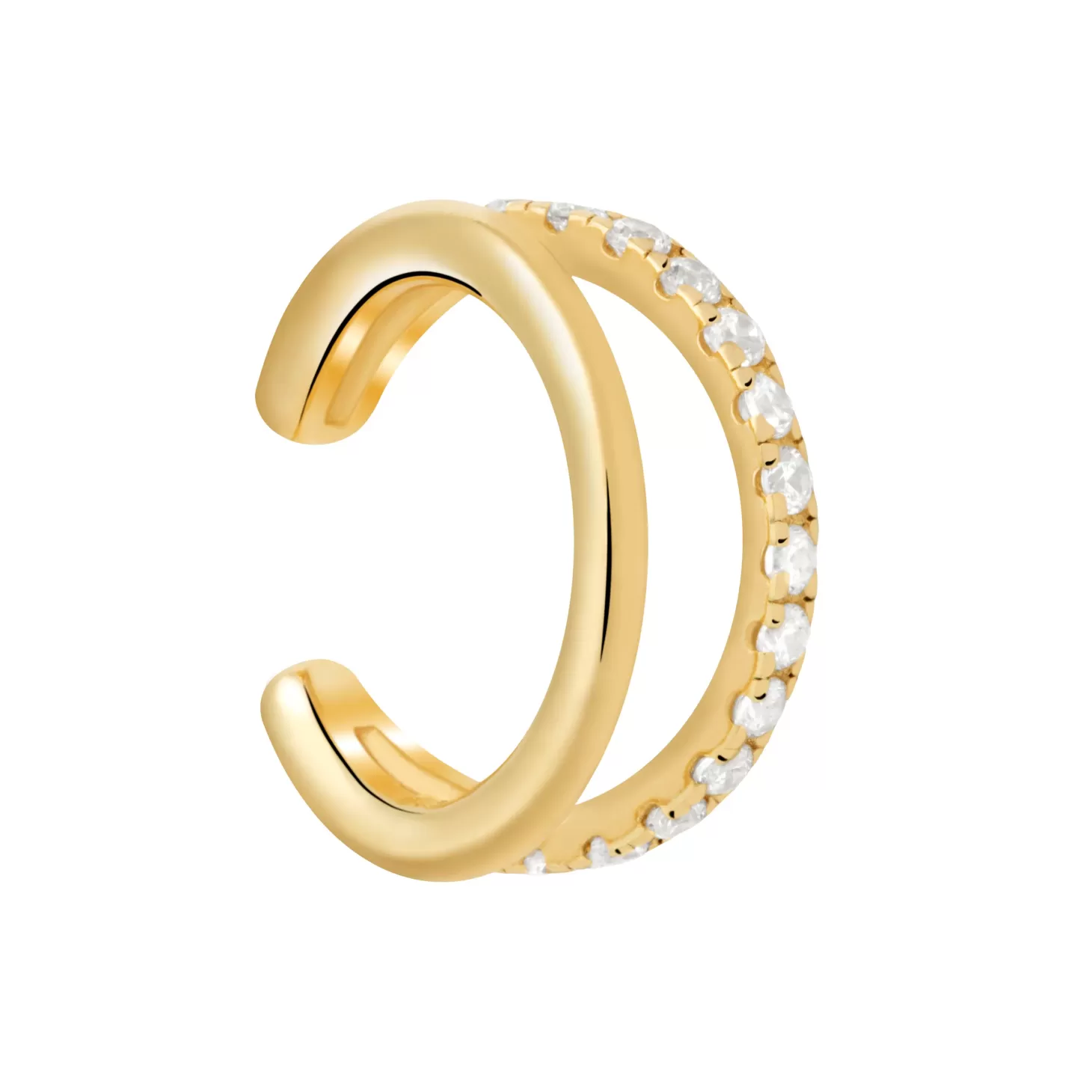 Astrid & Miyu Illusion Crystal Ear Cuff In Gold 18K Gold Plated Sterling Silver Clearance